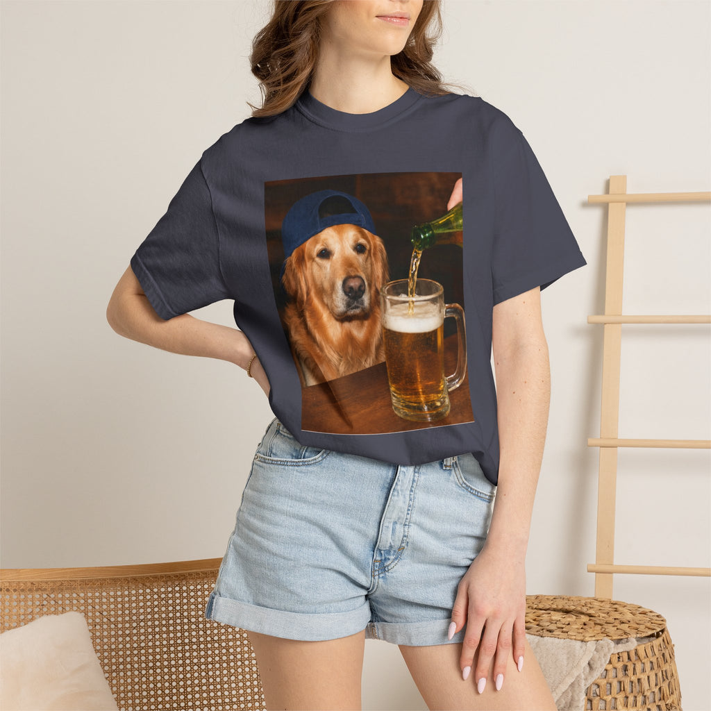Golden Retriever Beer T-Shirt — Funny Dog Drinking Beer Graphic Tee