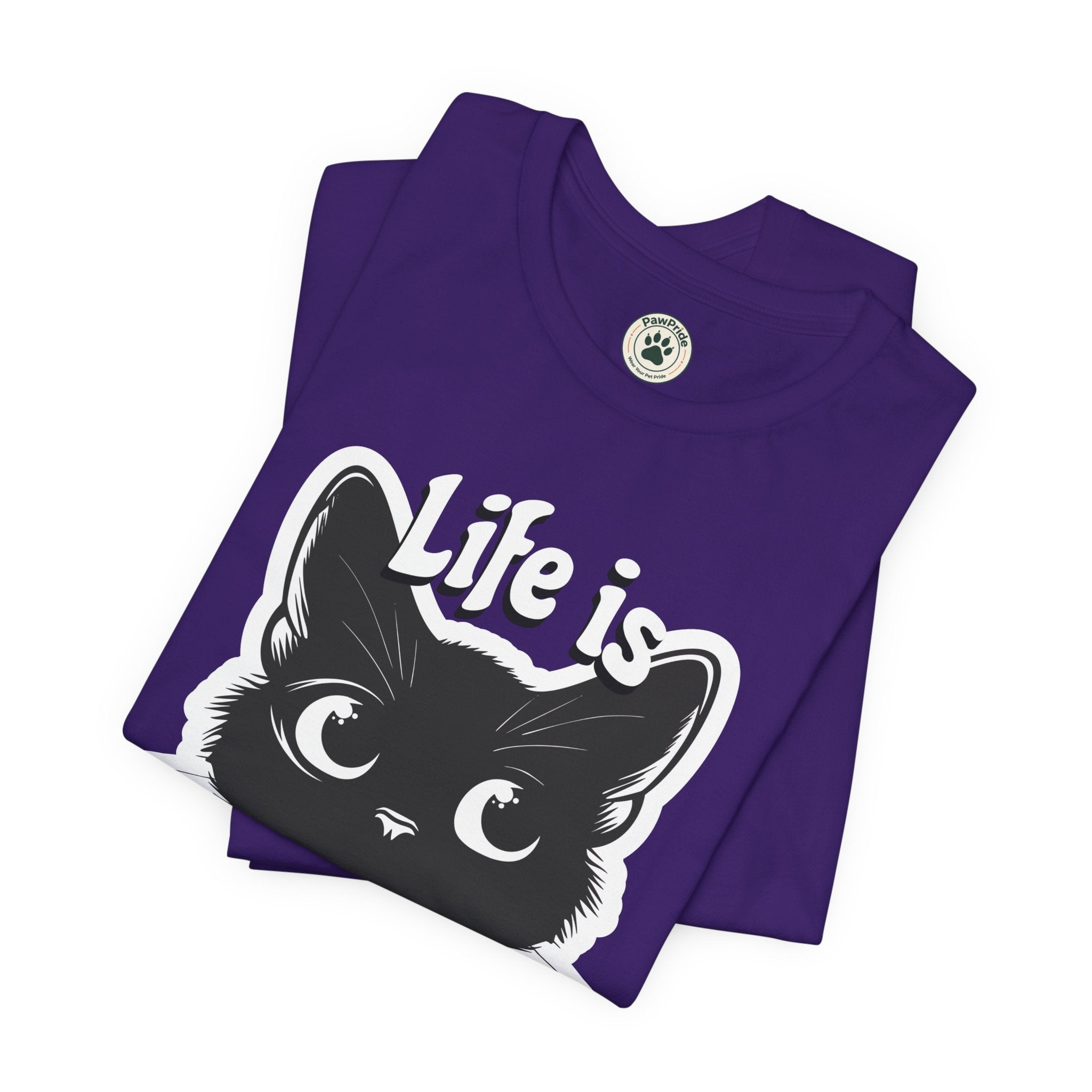 Life Is Purrfect Cat T-Shirt — Cute Black Kitten Graphic Tee for Cat Lovers