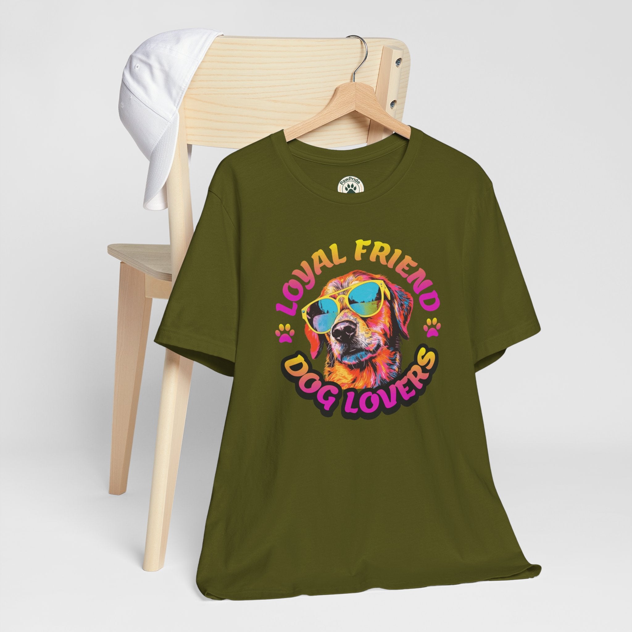 Dog Lovers T-Shirt — "Loyal Friend" Colorful Sunglasses Puppy Tee