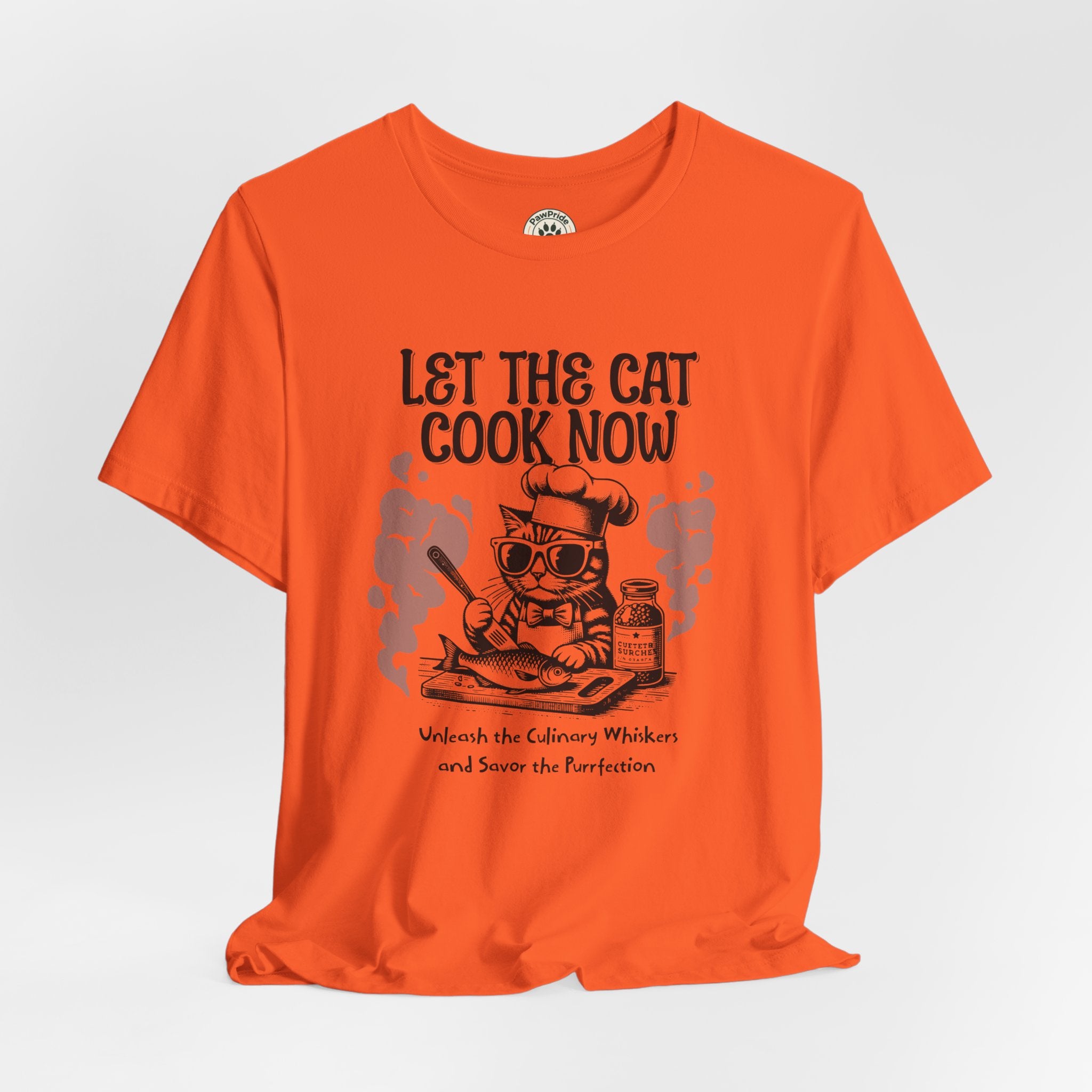 Let The Cat Cook Now T-Shirt — Funny Chef Cat Cooking Tee