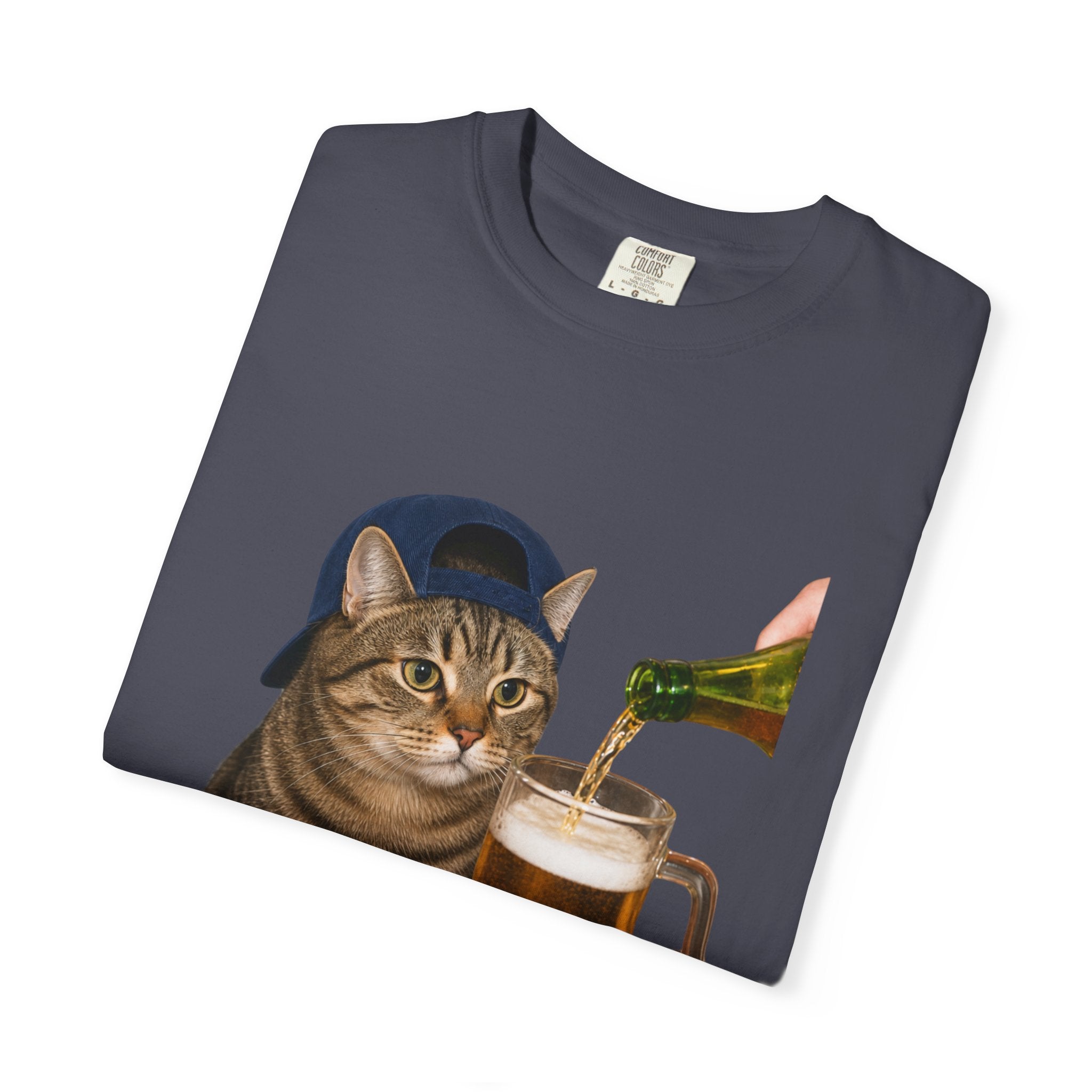 Cat With Beer T-Shirt — Funny Cat Drinking Beer Graphic Tee