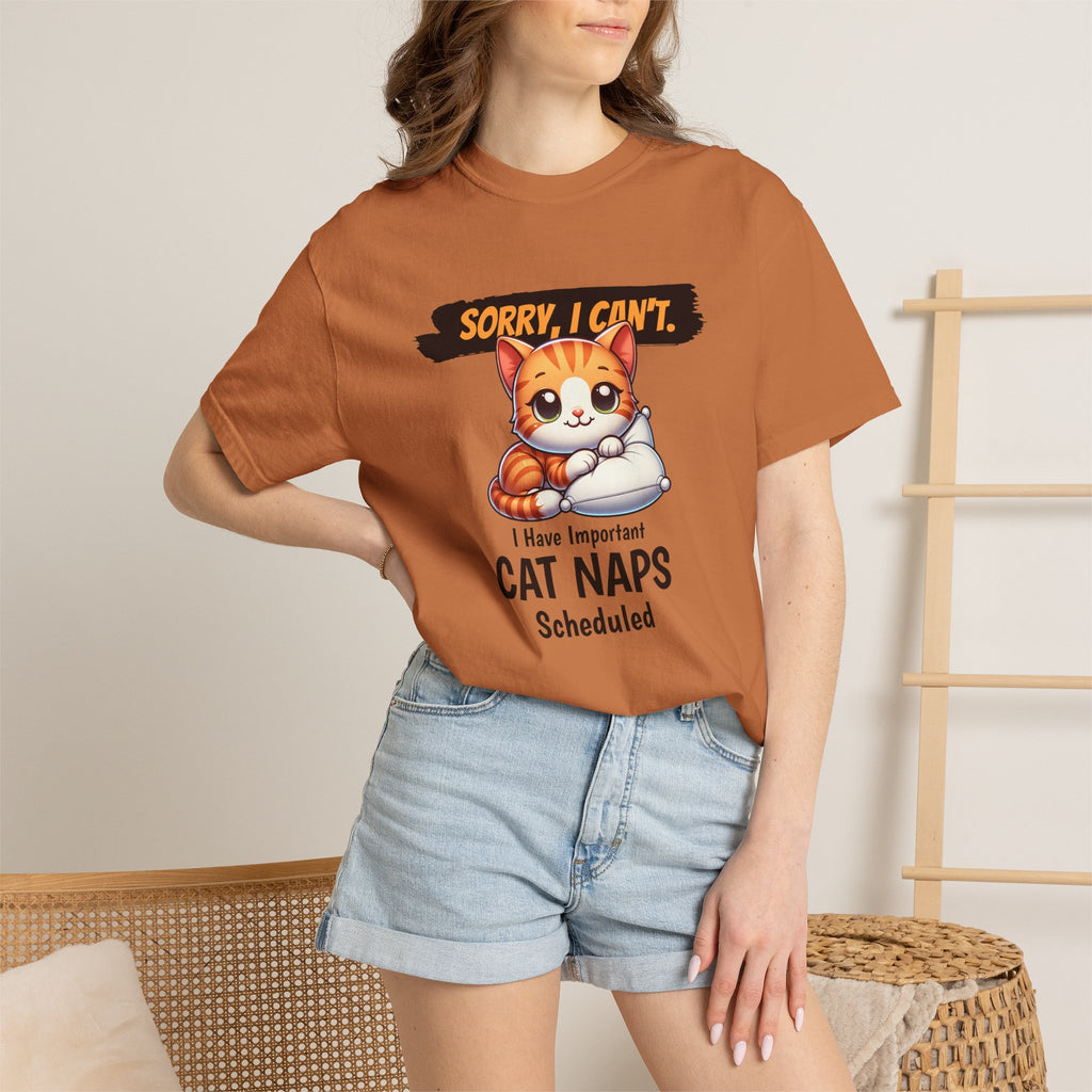 Cat Naps Scheduled T-Shirt — "Sorry, I Can't" Cute Cat Nap Graphic Tee