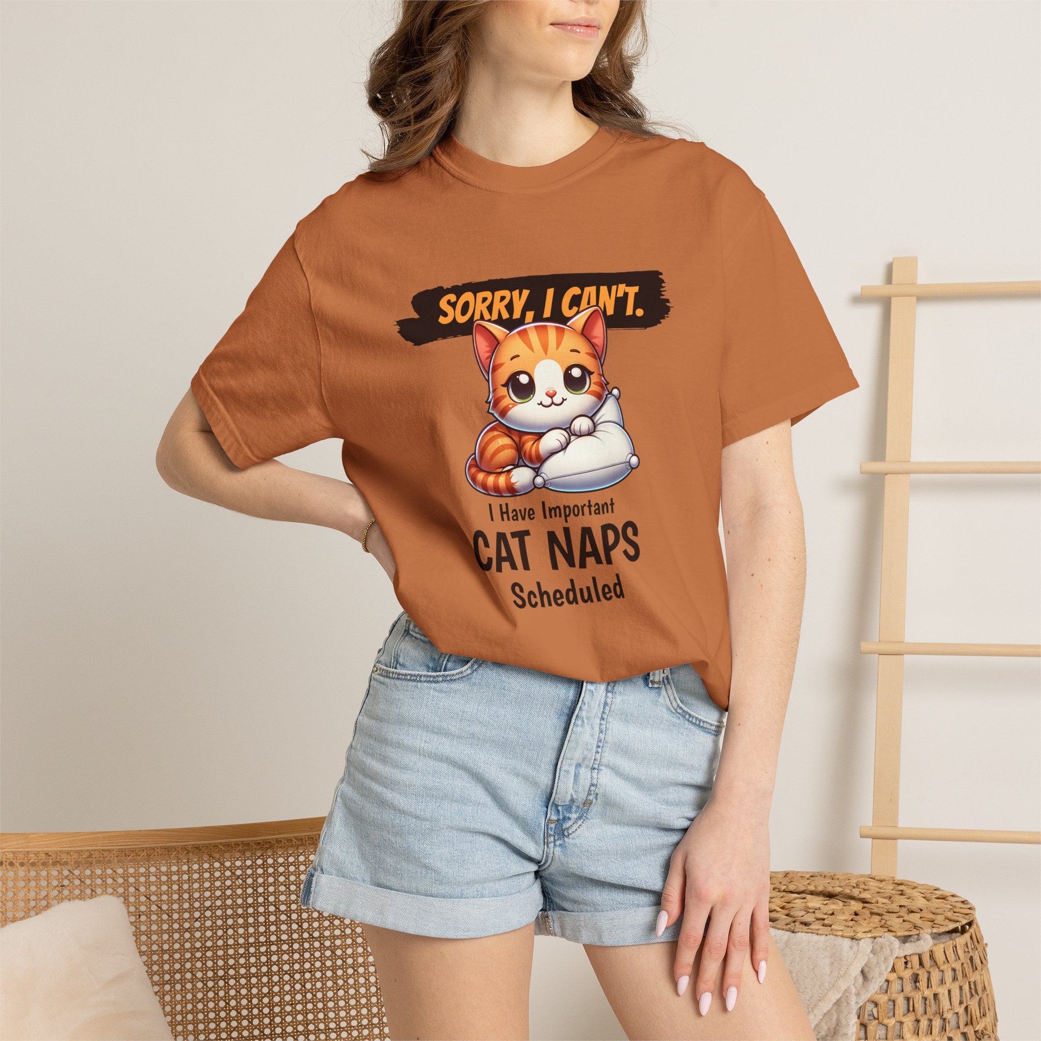 Cat Naps Scheduled T-Shirt — "Sorry, I Can't" Cute Cat Nap Graphic Tee
