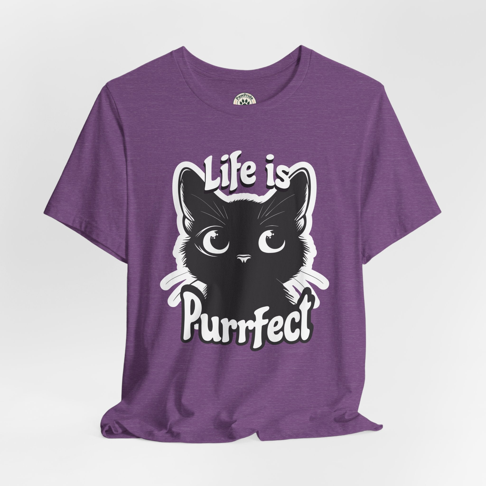 Life Is Purrfect Cat T-Shirt — Cute Black Kitten Graphic Tee for Cat Lovers