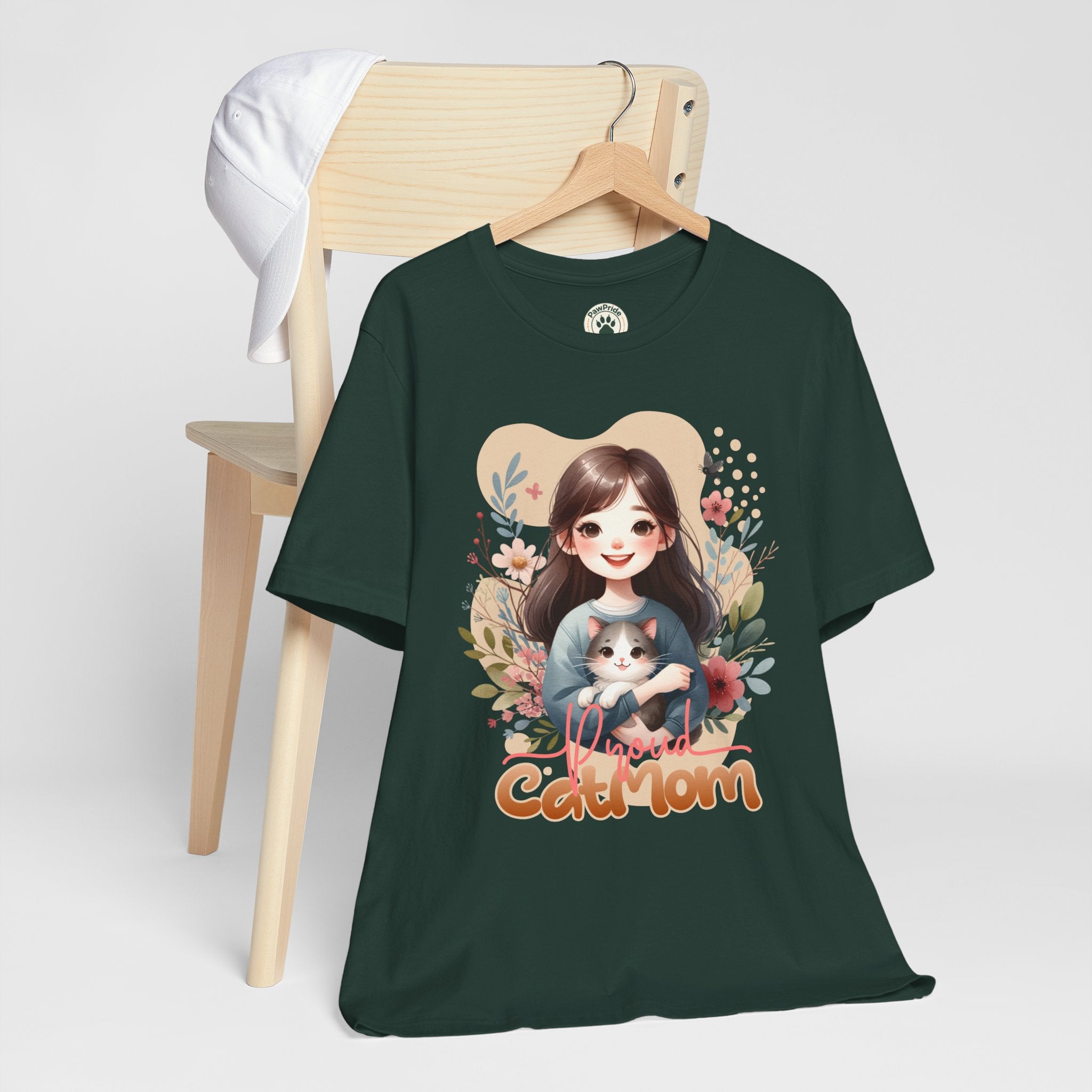 Cat Mom T-Shirt — Cute Floral Illustration Tee for Women Cat Lovers