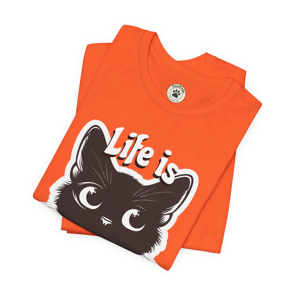 Life Is Purrfect Cat T-Shirt — Cute Black Kitten Graphic Tee for Cat Lovers