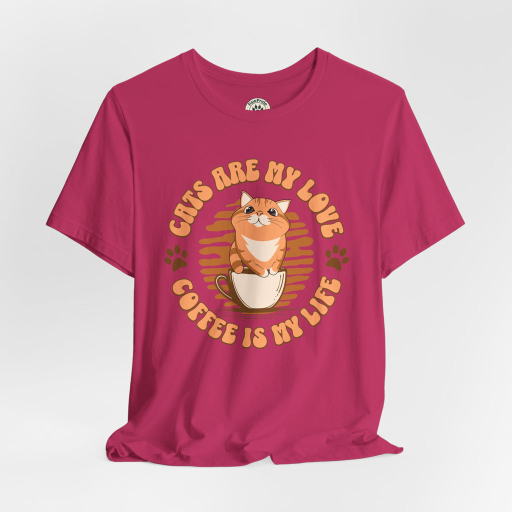 Cat & Coffee Tee — "Cats Are My Love, Coffee Is My Life" Cute Graphic T‑Shirt