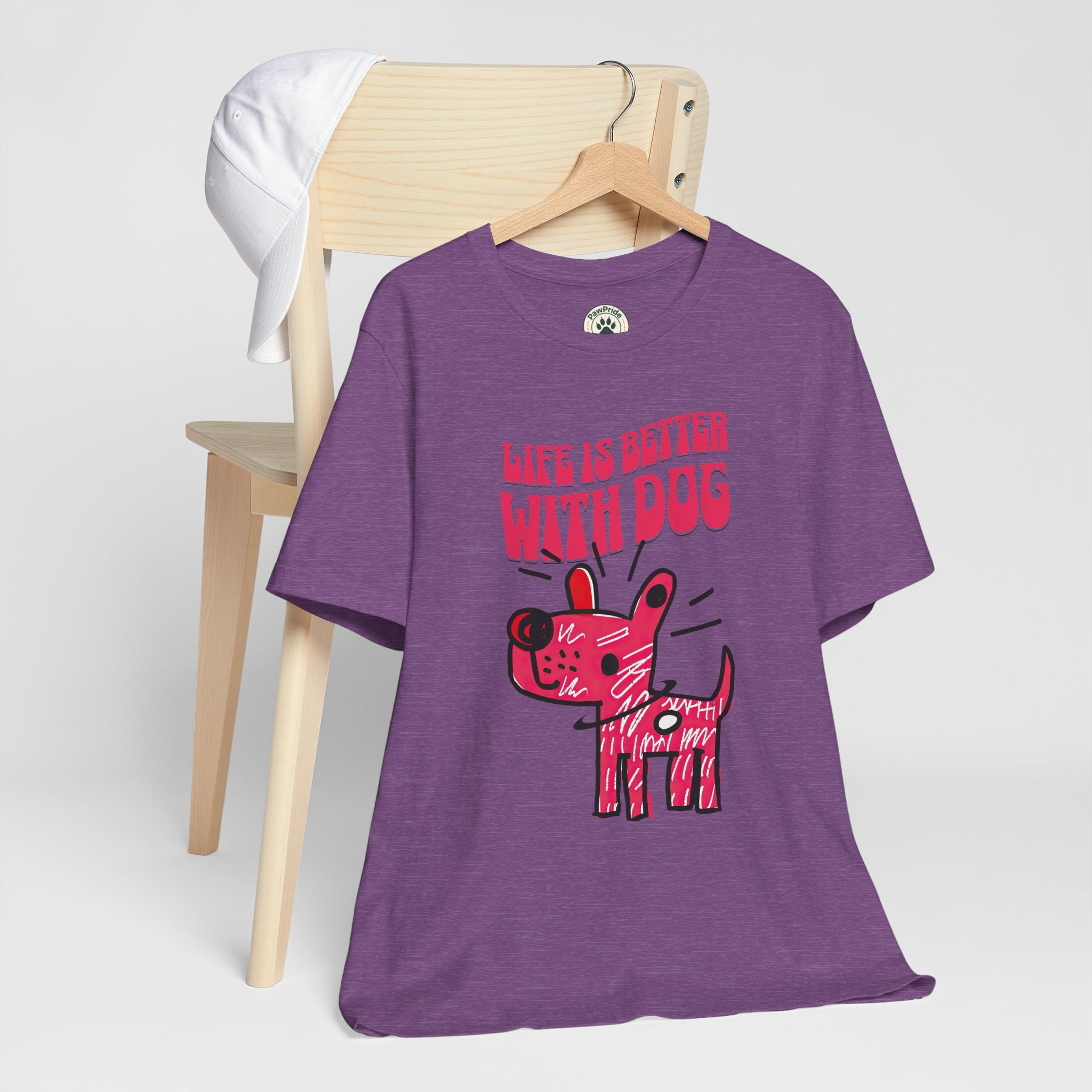 Dog Lover T-Shirt — "Life Is Better With Dog" Cute Pink Pup Graphic Tee