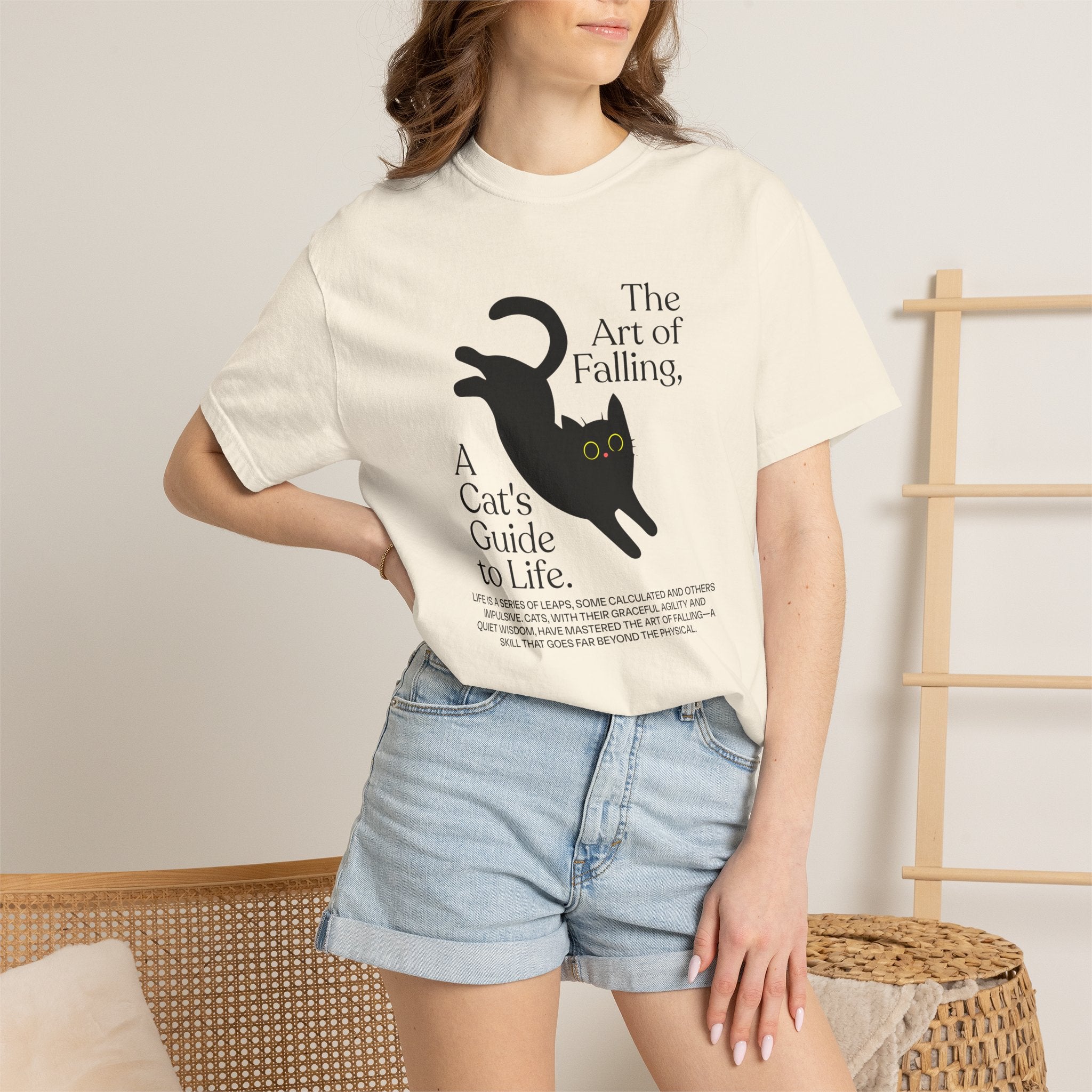 Cat "The Art of Falling" Graphic T-Shirt — A Cat’s Guide to Life