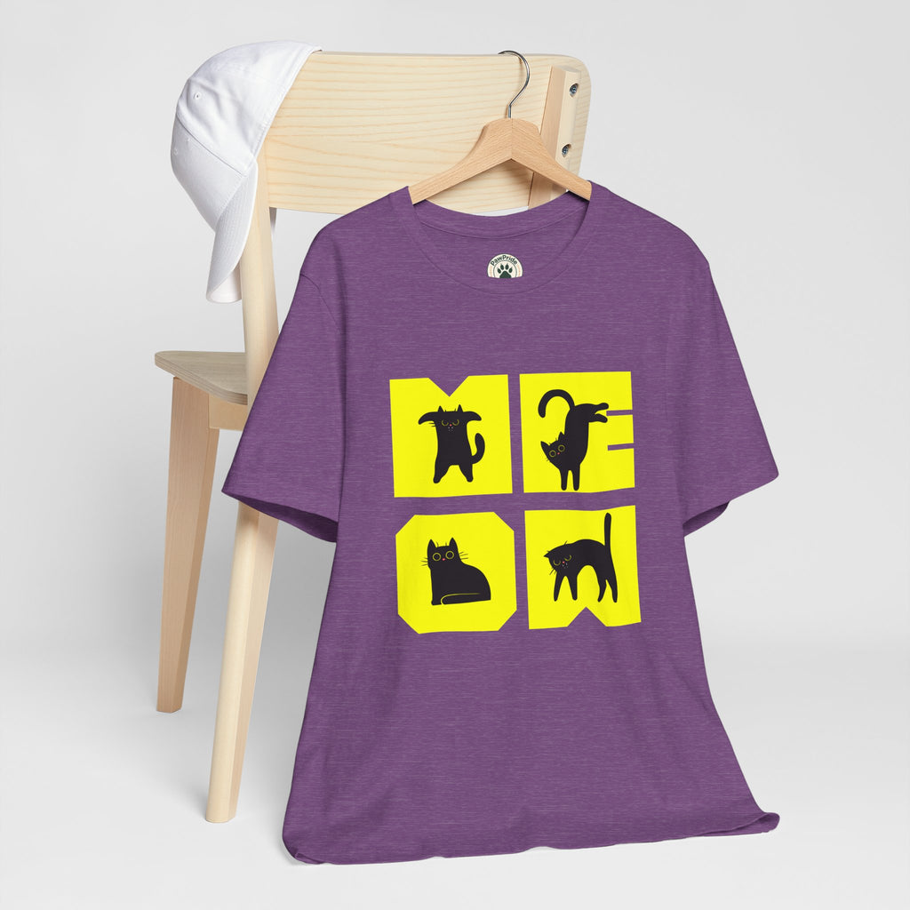Cat Silhouette Tee — Yellow Block Cats Graphic T-Shirt