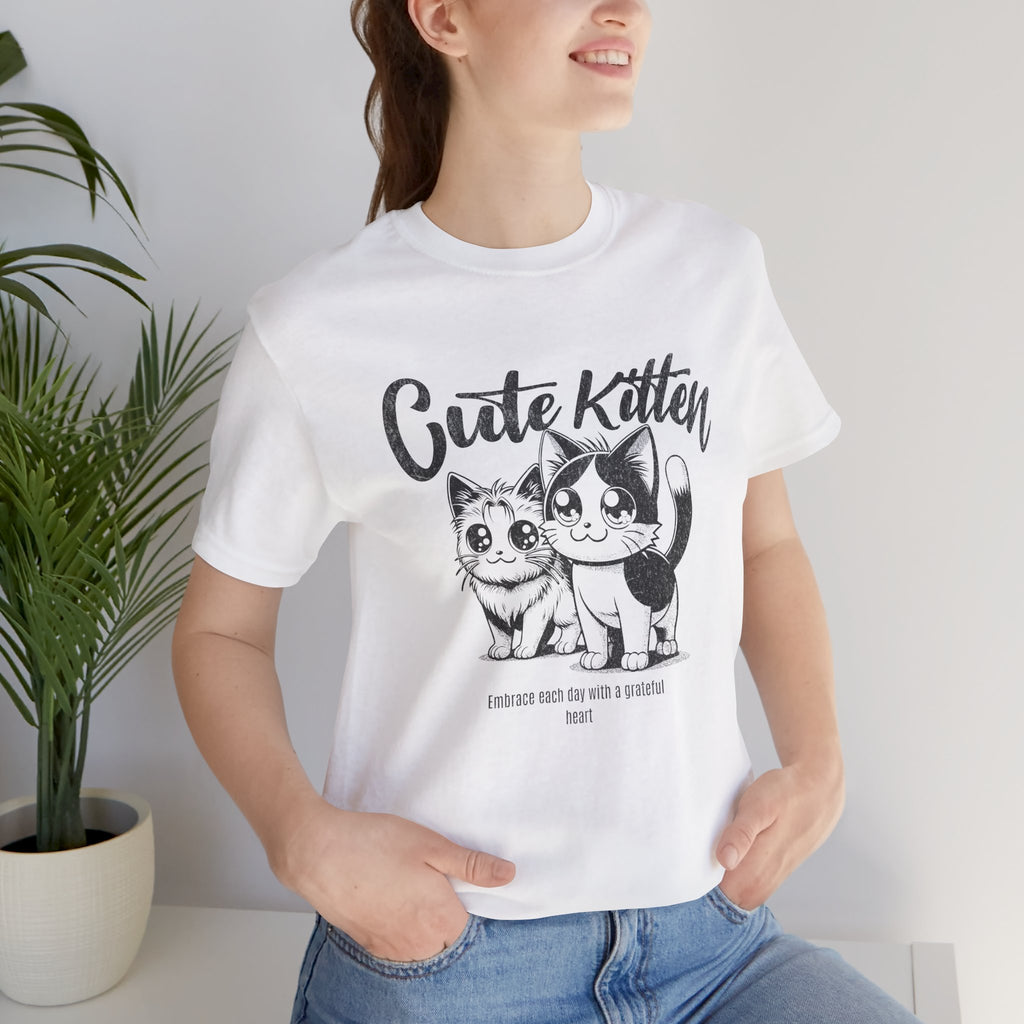 Cute Kitten T-Shirt — Vintage Black & White Cat Graphic Tee