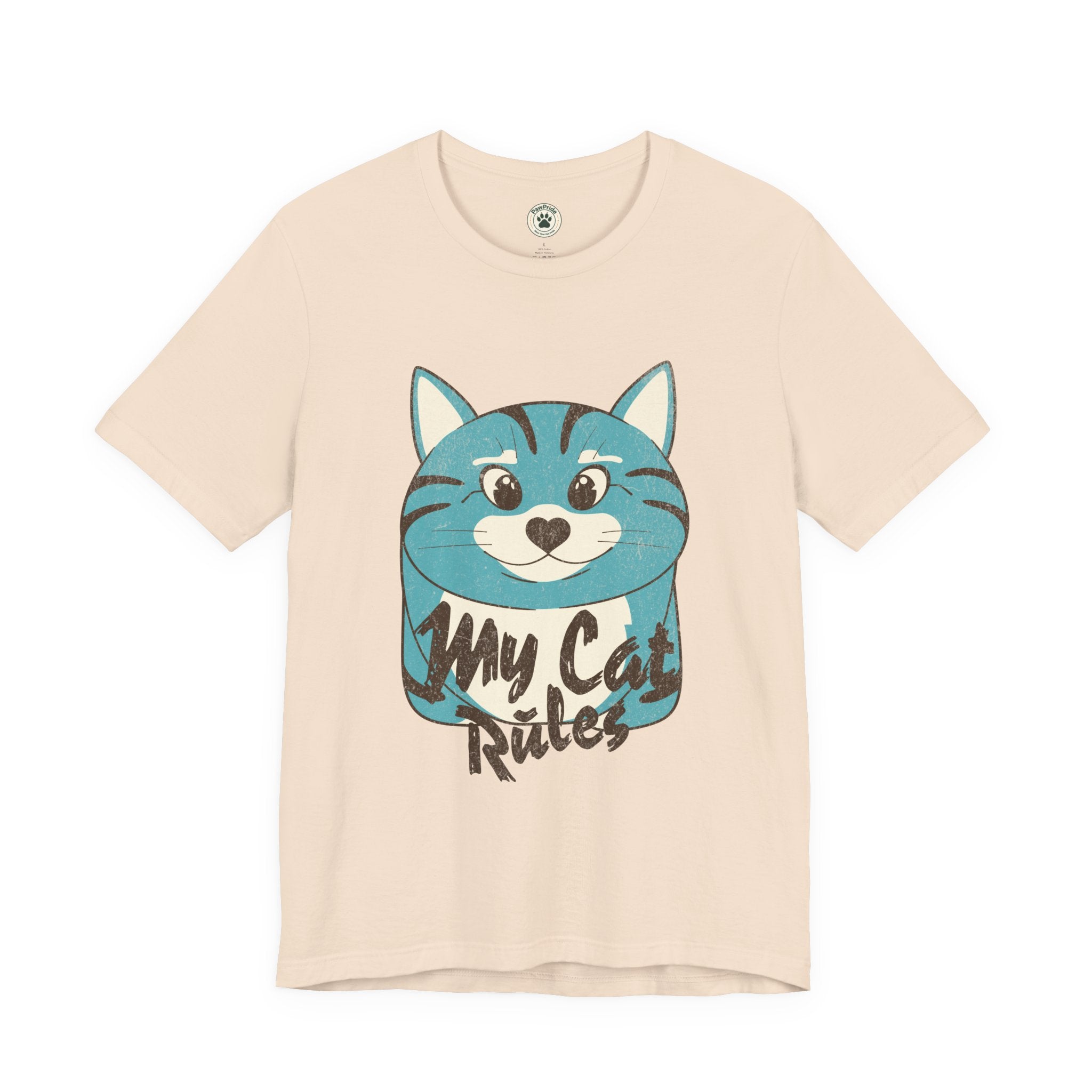 My Cat Rules T-Shirt — Cute Blue Cat Graphic Tee for Cat Lovers