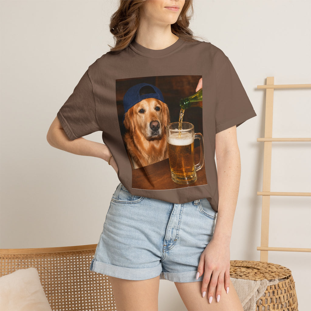 Golden Retriever Beer T-Shirt — Funny Dog Drinking Beer Graphic Tee