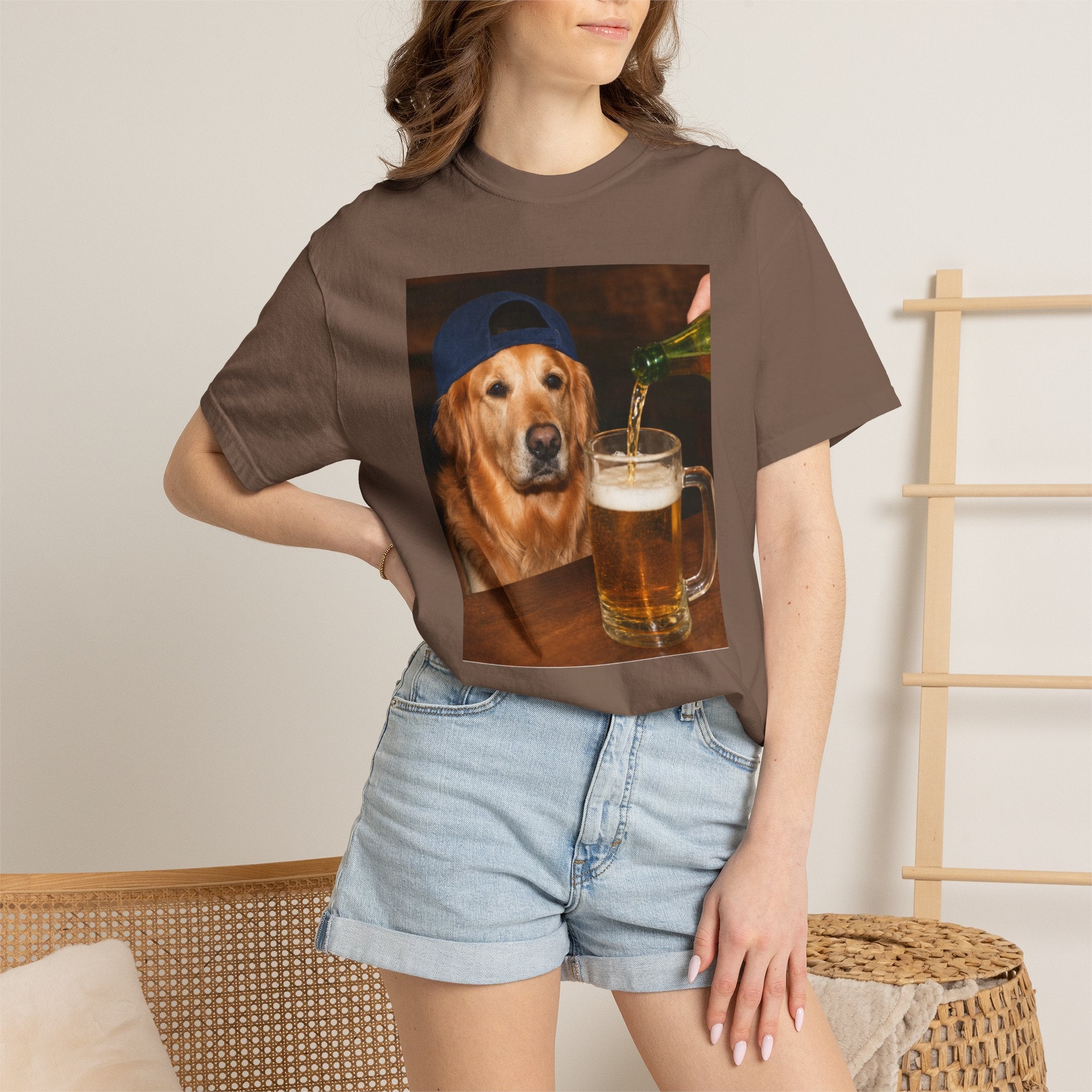 Golden Retriever Beer T-Shirt — Funny Dog Drinking Beer Graphic Tee
