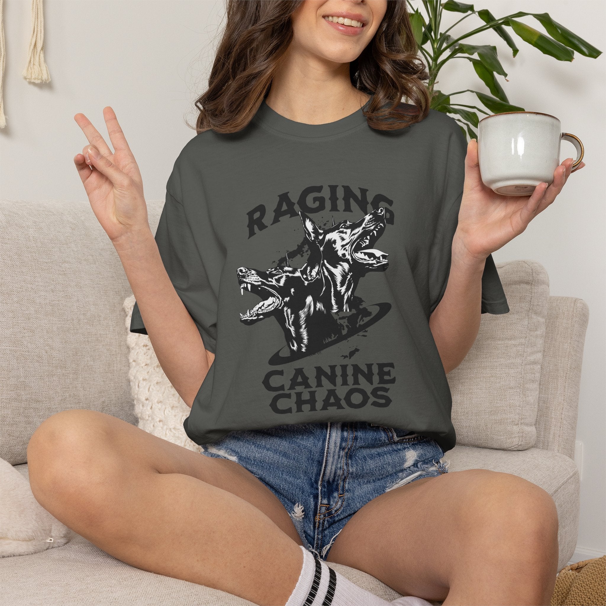 Raging Canine Chaos T-Shirt — Vintage Dog Skull Graphic Tee