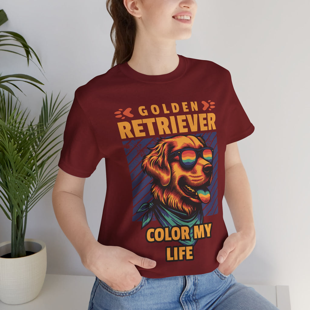 Golden Retriever T‑Shirt — 'Color My Life' Retro Dog Graphic Tee