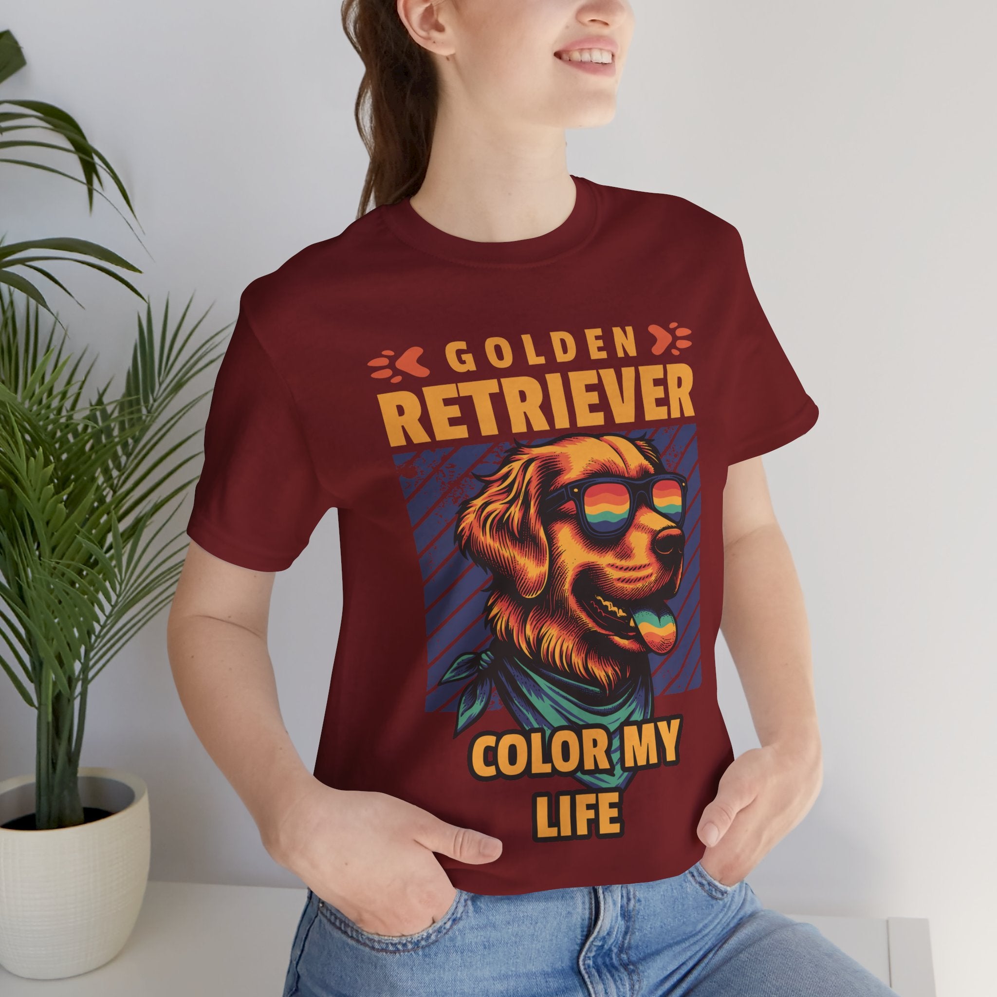 Golden Retriever T‑Shirt — 'Color My Life' Retro Dog Graphic Tee
