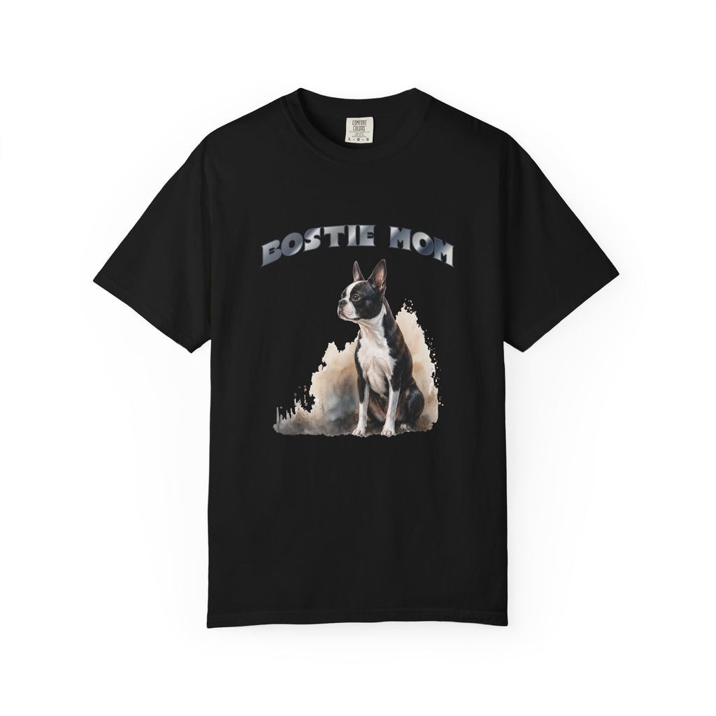 Boston Terrier Mom T-Shirt — 'BOSTIE MOM' Graphic Tee for Dog Lovers
