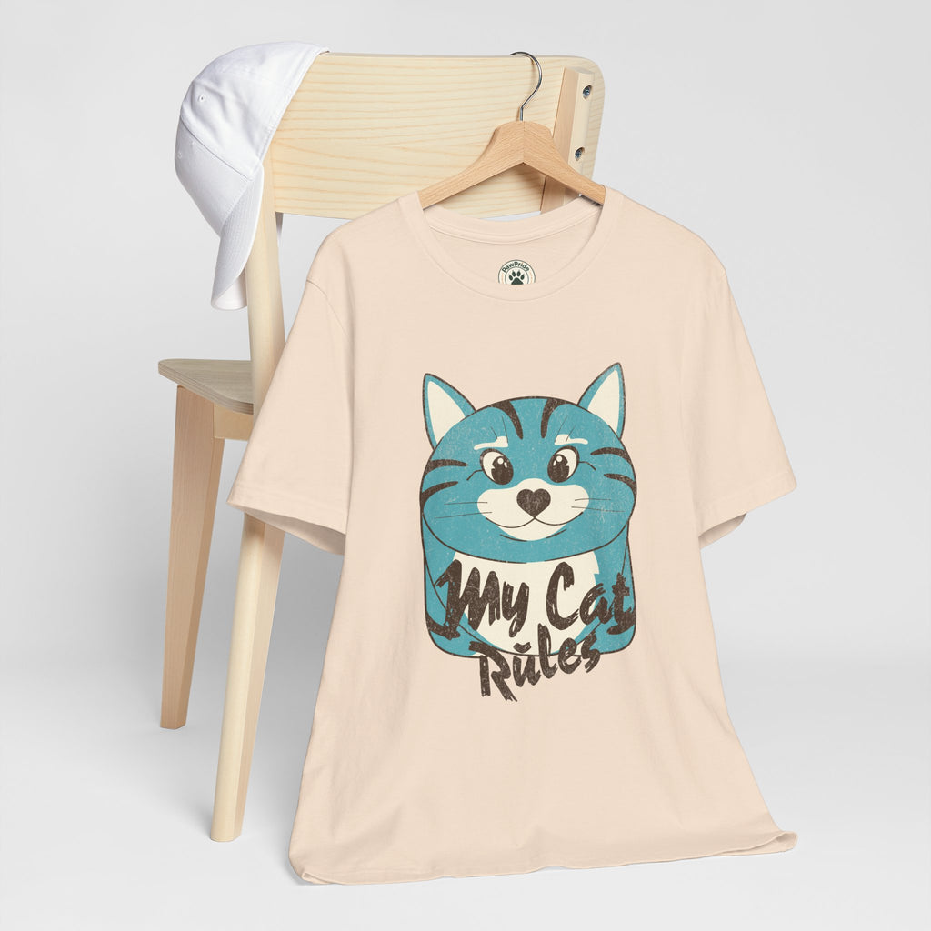 My Cat Rules T-Shirt — Cute Blue Cat Graphic Tee for Cat Lovers