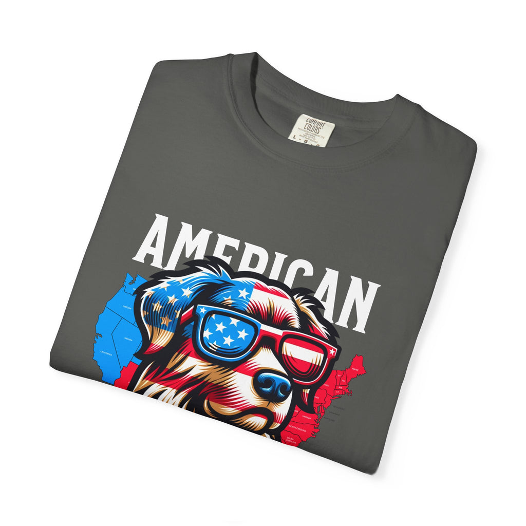 American Dog Graphic T-Shirt — Patriotic Sunglasses USA Crew Tee
