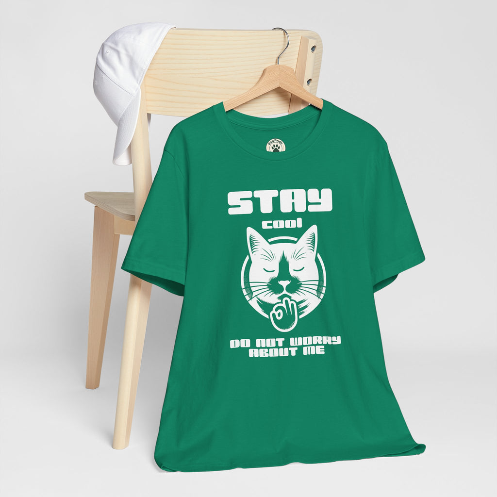 Stay Calm Cat T-Shirt — Cute Grumpy Cat Graphic Tee ("Stay Calm — Do Not Disturb" )
