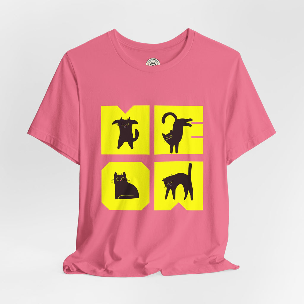 Cat Silhouette Tee — Yellow Block Cats Graphic T-Shirt