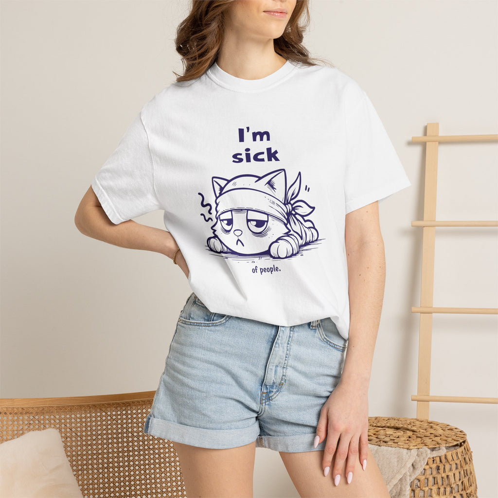 T-Shirt — “I’m Sick of People” Cute Grumpy Cat Graphic Tee