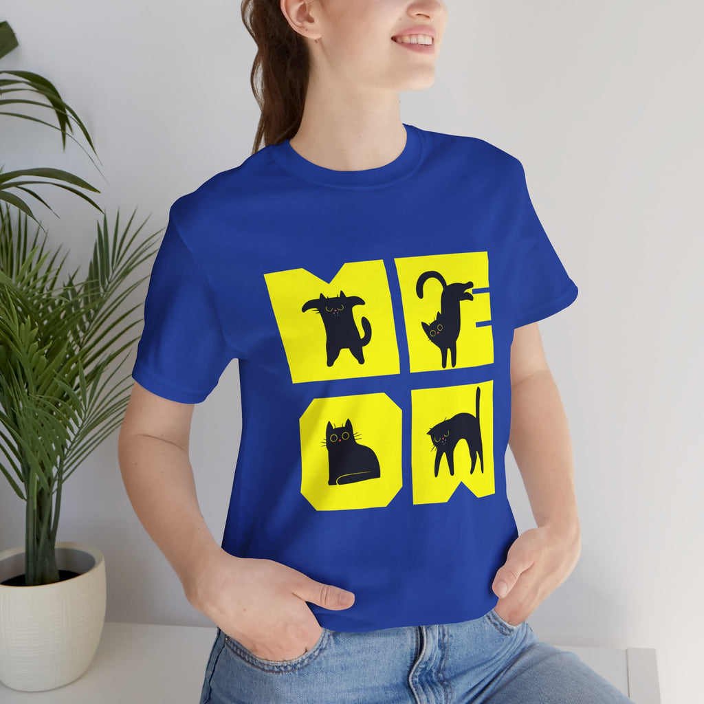 Cat Silhouette Tee — Yellow Block Cats Graphic T-Shirt
