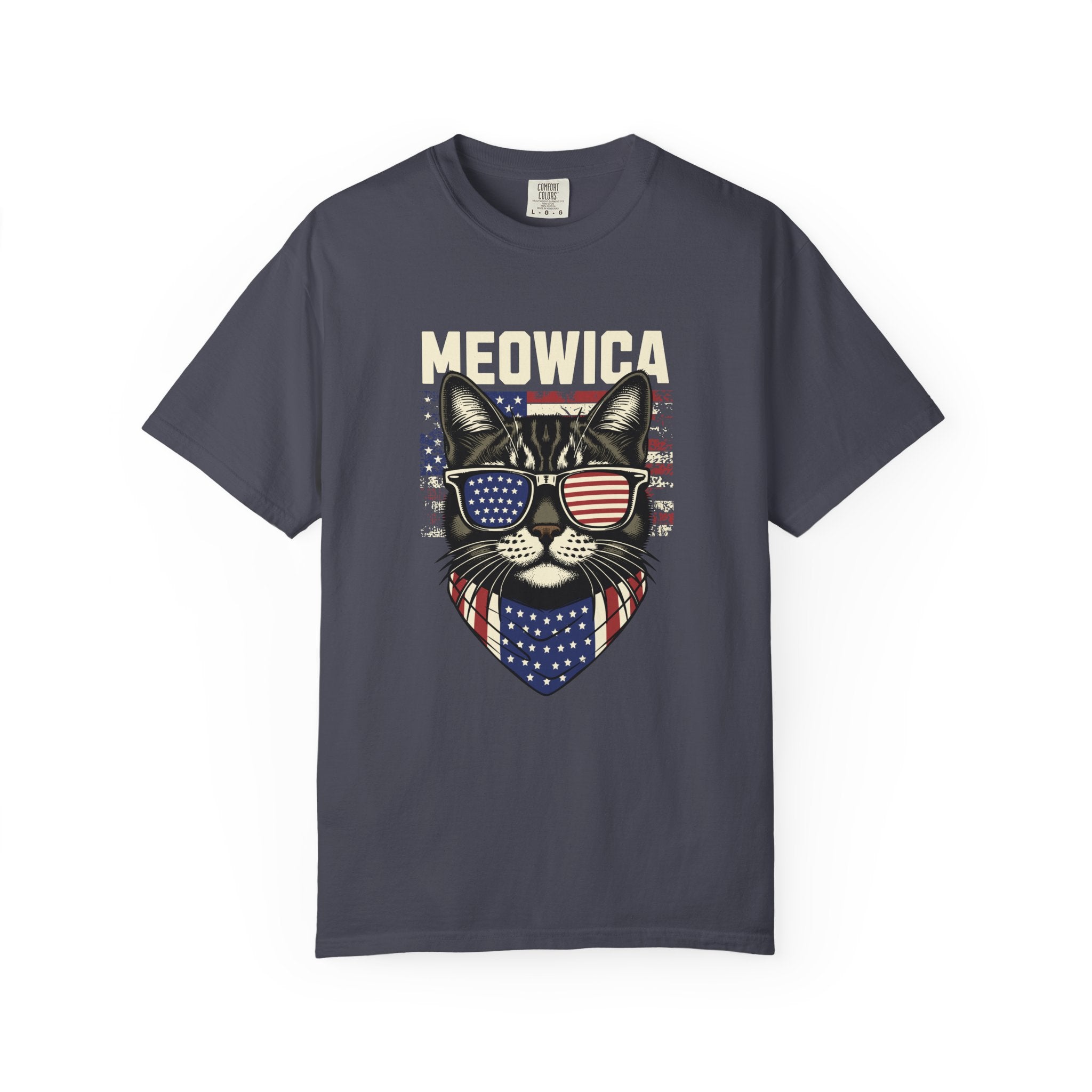 Meowica Cat T-Shirt — Patriotic American Flag Kitty Graphic Tee