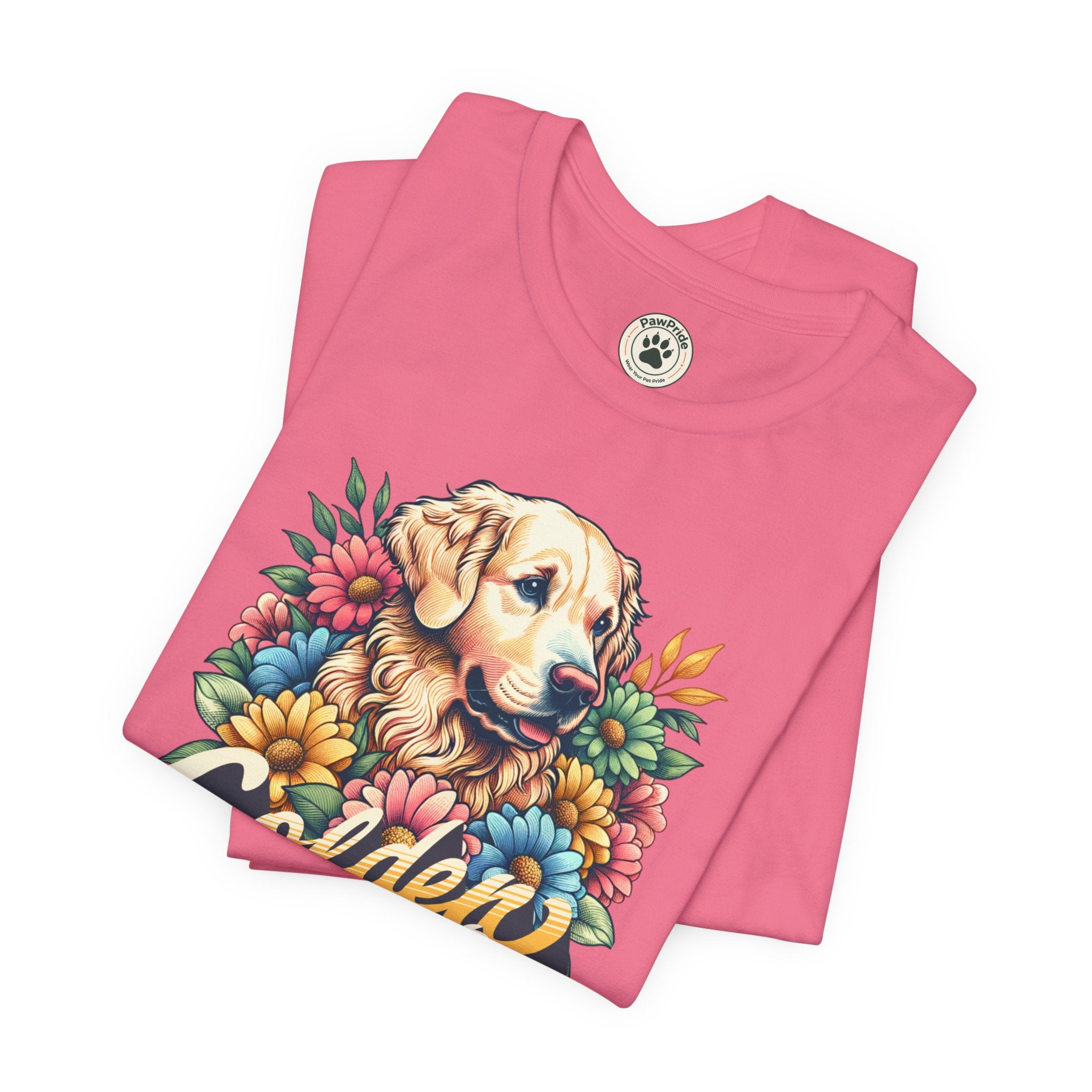 Golden Heart T-Shirt — Retro Floral Golden Retriever Tee