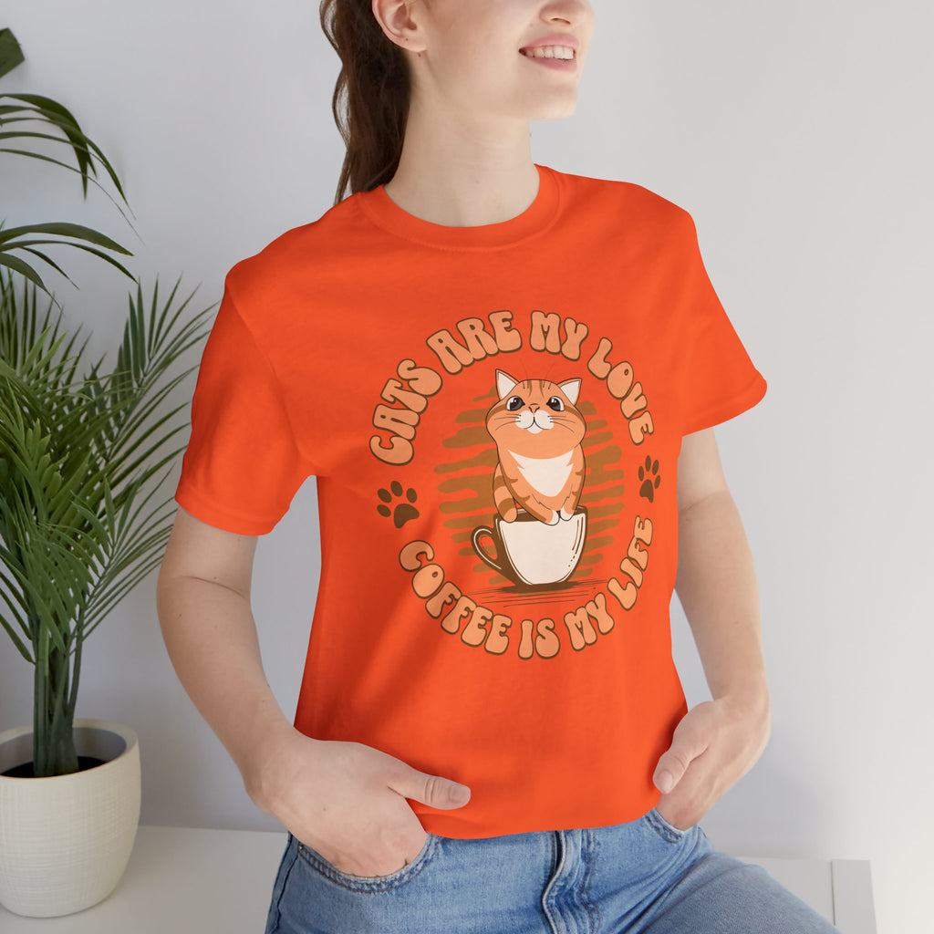 Cat & Coffee Tee — "Cats Are My Love, Coffee Is My Life" Cute Graphic T‑Shirt