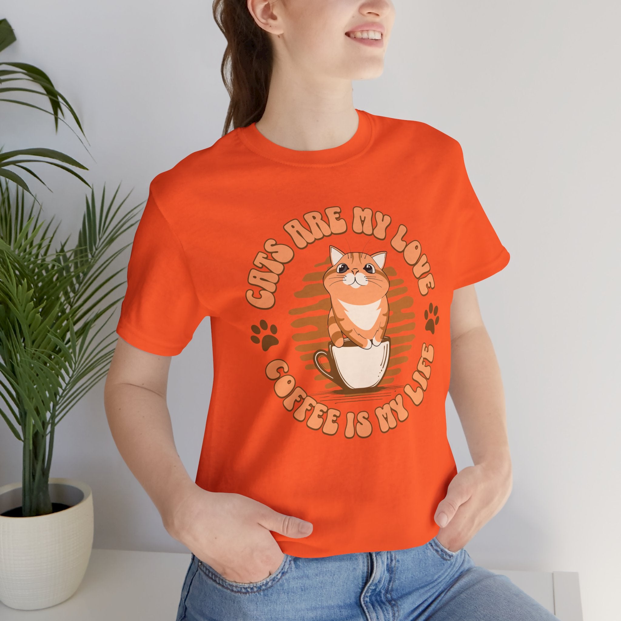 Cat & Coffee Tee — "Cats Are My Love, Coffee Is My Life" Cute Graphic T‑Shirt