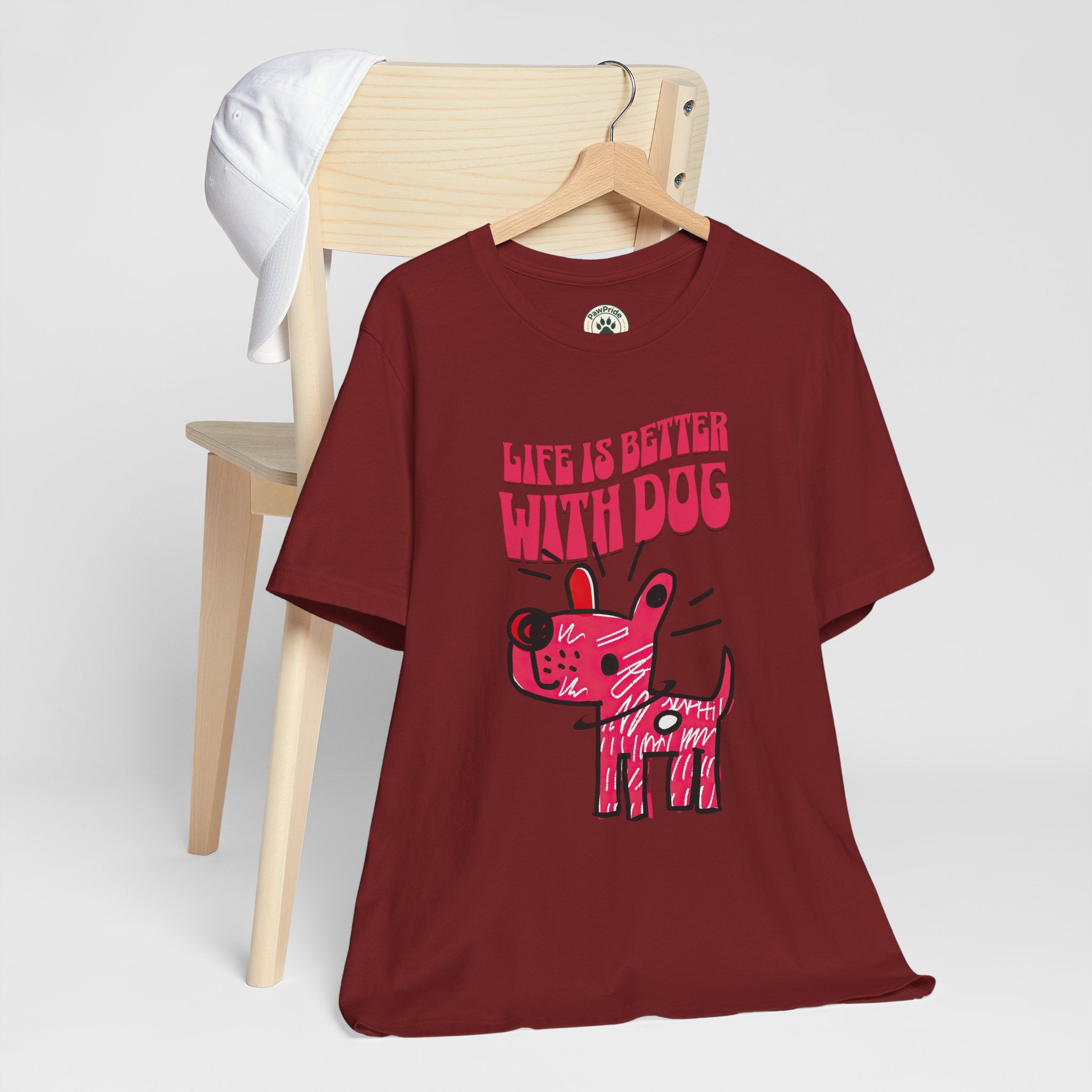 Dog Lover T-Shirt — "Life Is Better With Dog" Cute Pink Pup Graphic Tee