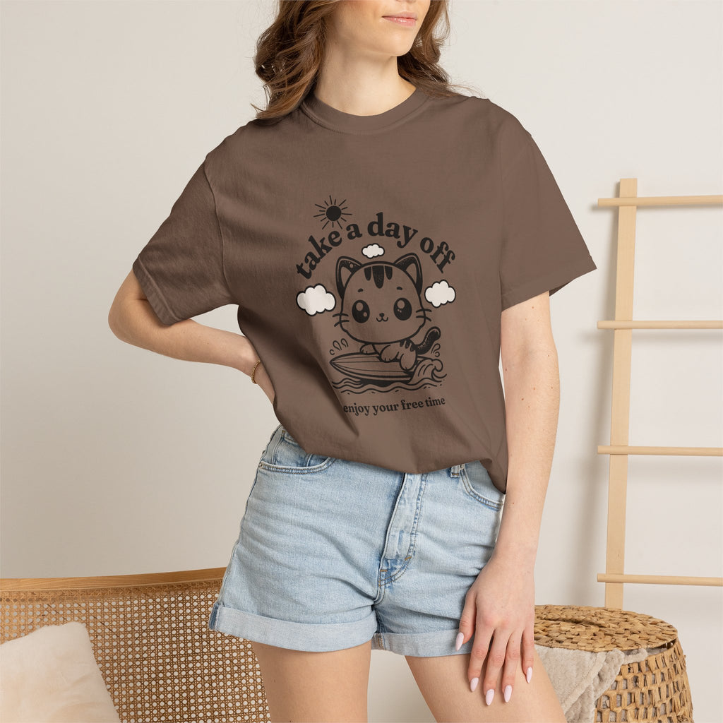 Take a Day Off Cat T-Shirt — Relaxing Kawaii Graphic Tee