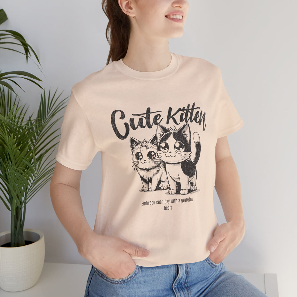 Cute Kitten T-Shirt — Vintage Black & White Cat Graphic Tee