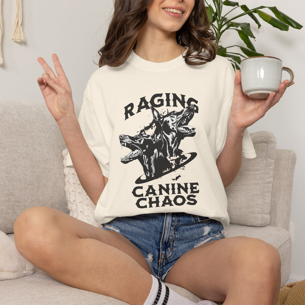 Raging Canine Chaos T-Shirt — Vintage Dog Skull Graphic Tee