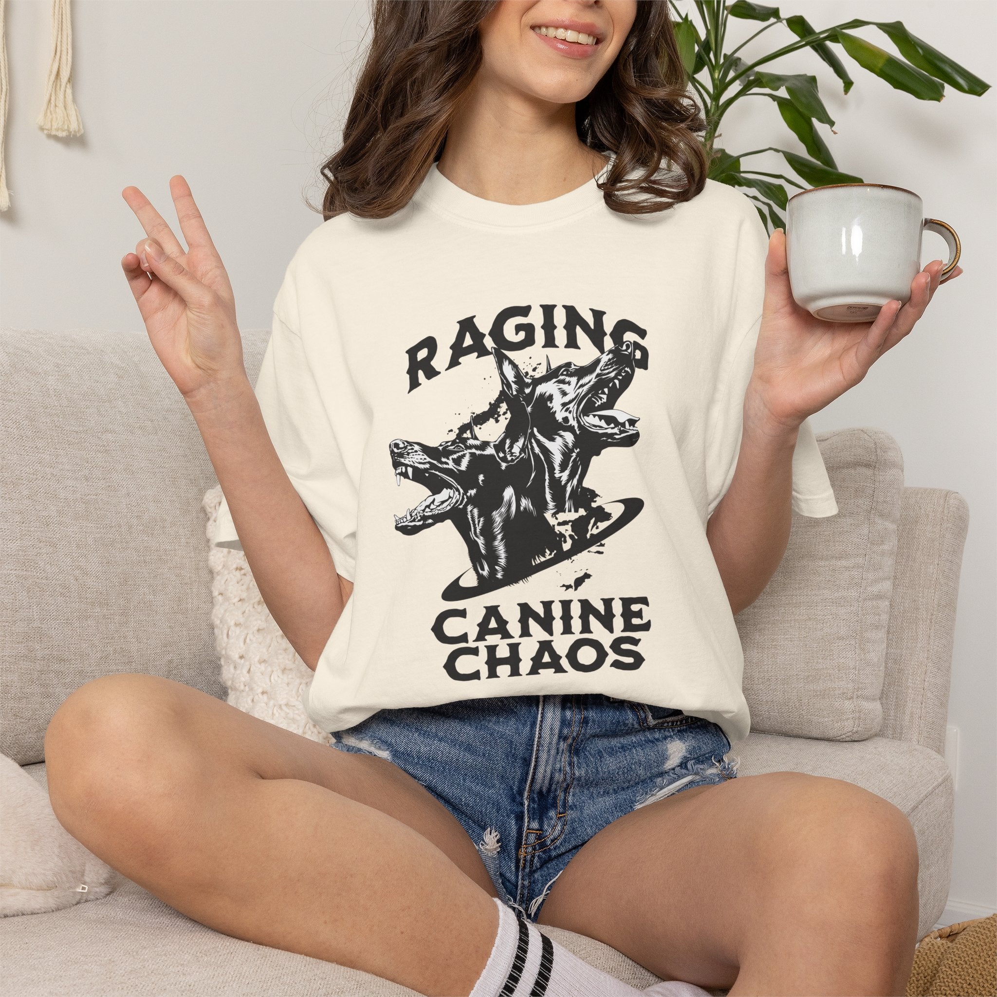 Raging Canine Chaos T-Shirt — Vintage Dog Skull Graphic Tee