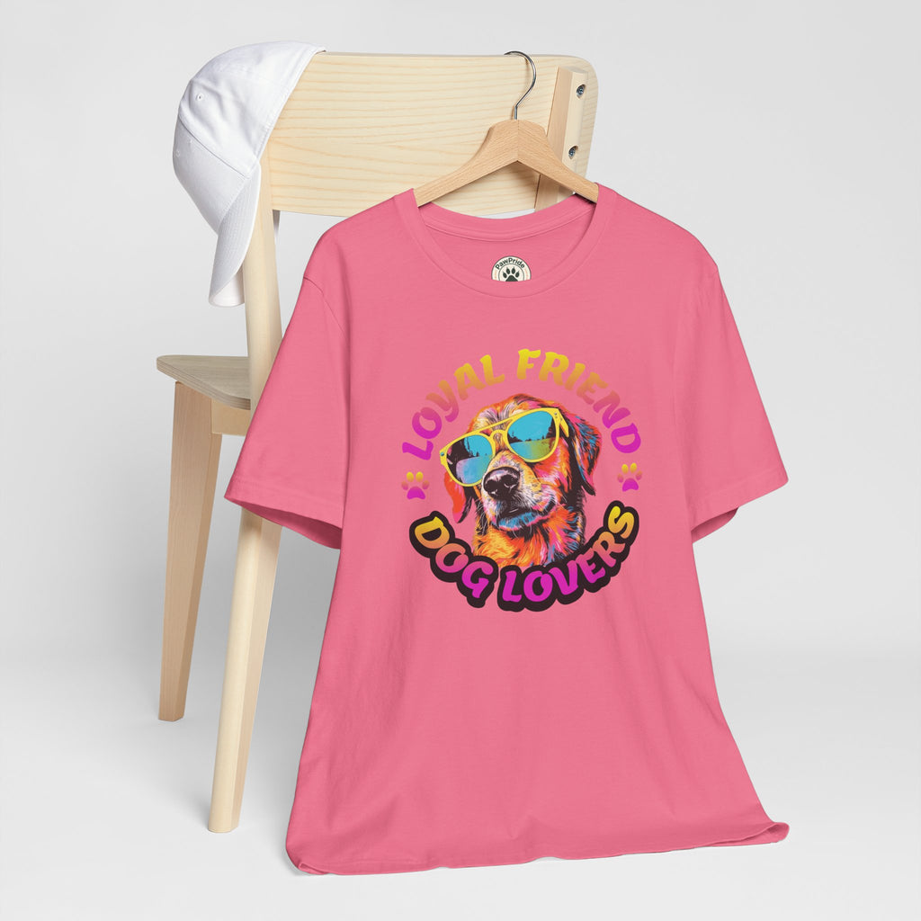 Dog Lovers T-Shirt — "Loyal Friend" Colorful Sunglasses Puppy Tee