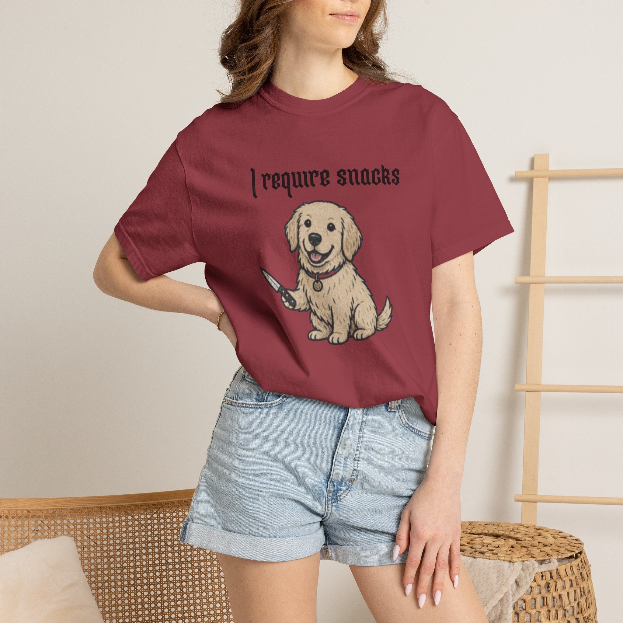 I Require Snacks T-Shirt — Cute Golden Retriever Graphic Tee