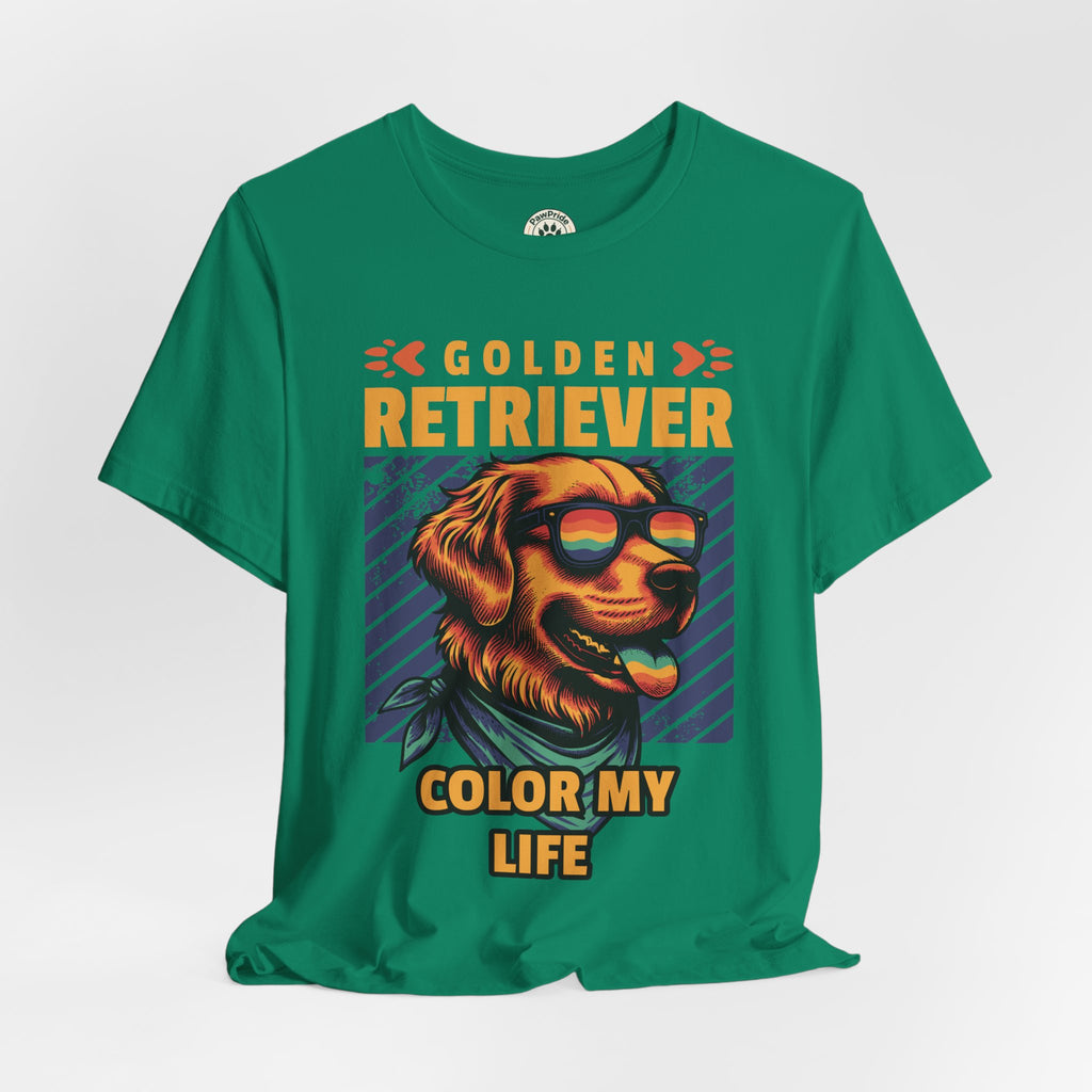 Golden Retriever T‑Shirt — 'Color My Life' Retro Dog Graphic Tee