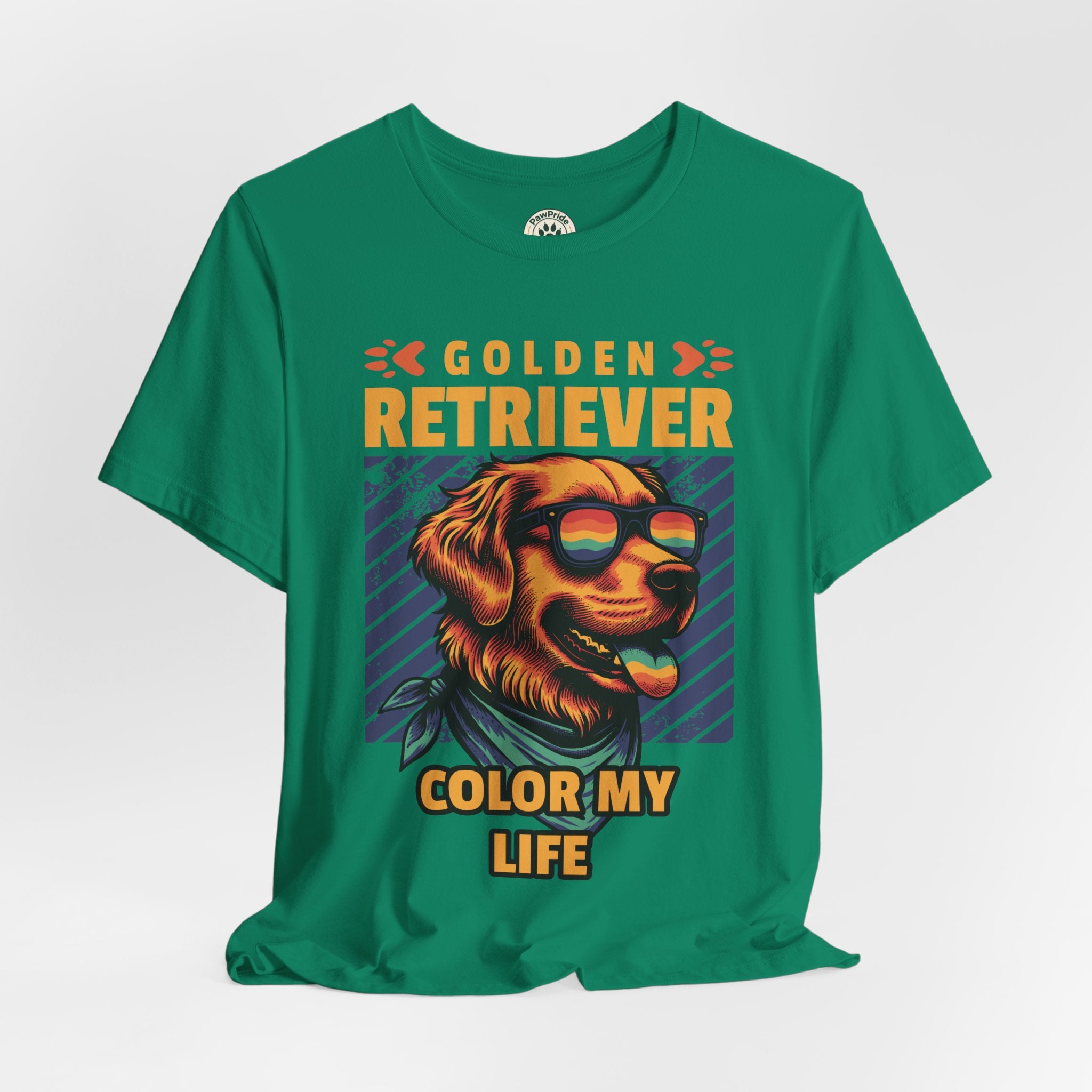 Golden Retriever T‑Shirt — 'Color My Life' Retro Dog Graphic Tee