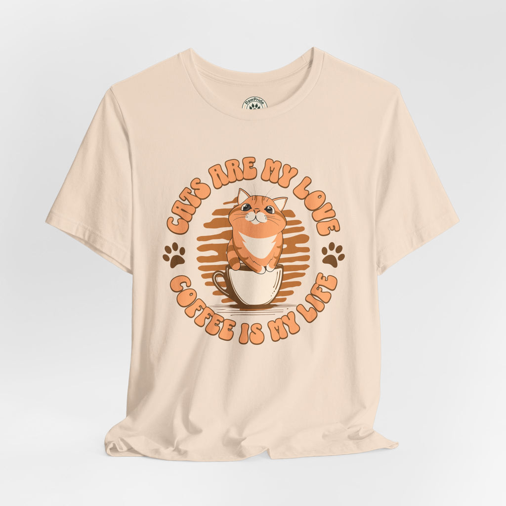 Cat & Coffee Tee — "Cats Are My Love, Coffee Is My Life" Cute Graphic T‑Shirt