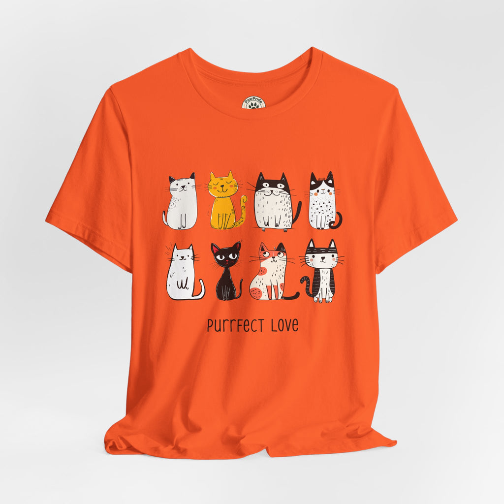 Purrfect Love Cat T-Shirt — Cute Cartoon Cats Tee for Cat Lovers