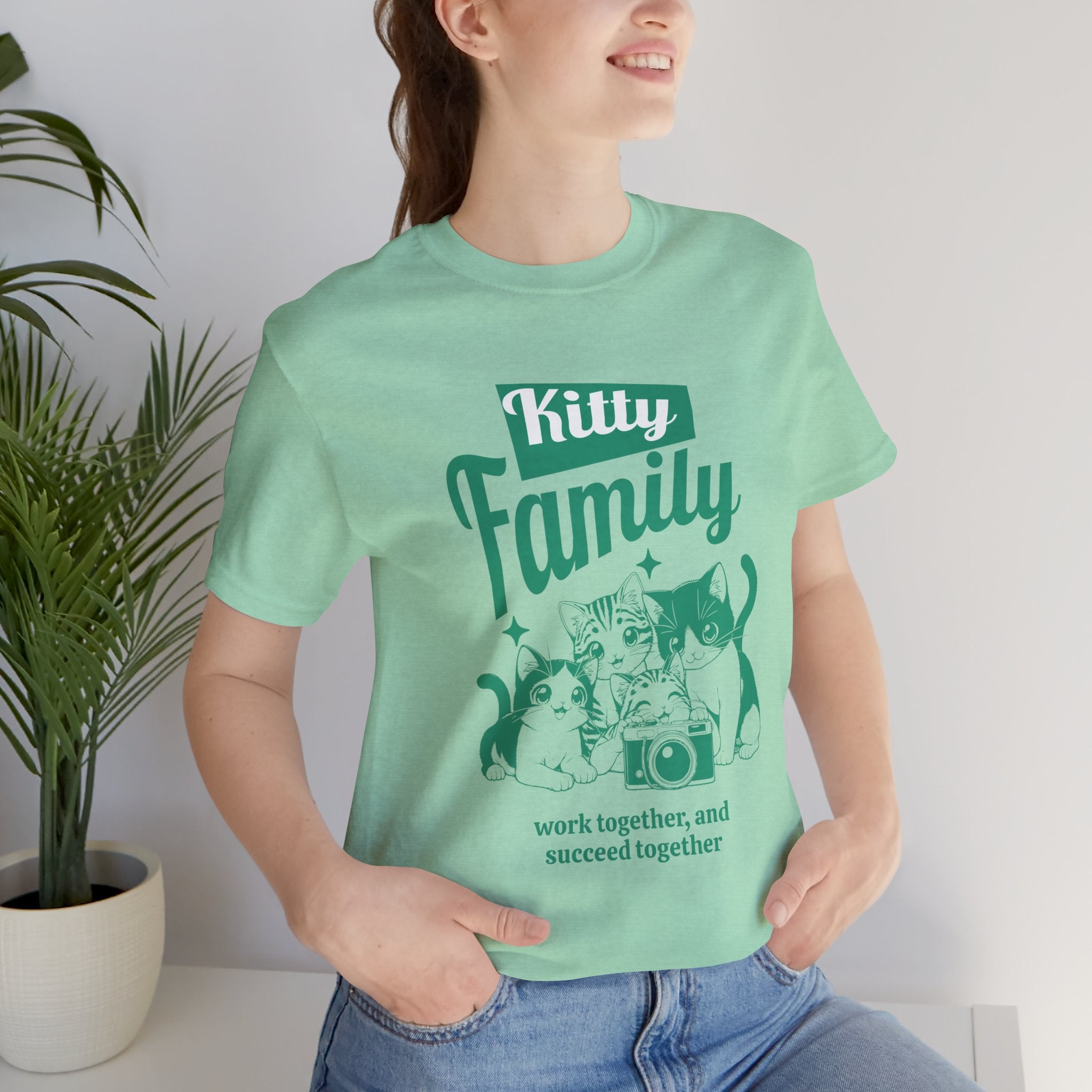 Kitty Family Tee — 'Work Together, and Succeed Together' Cat Graphic Shirt