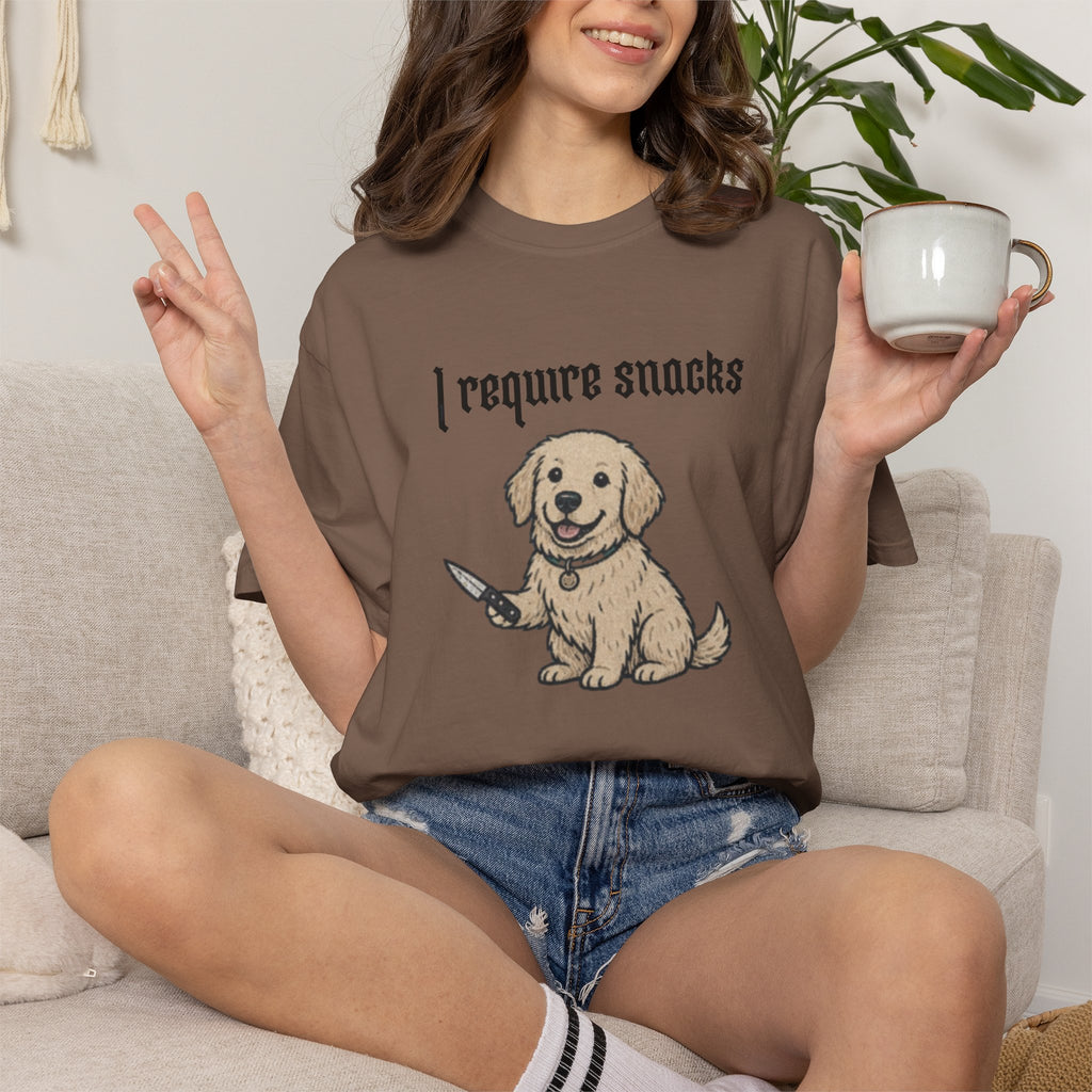 I Require Snacks T-Shirt — Cute Golden Retriever Graphic Tee