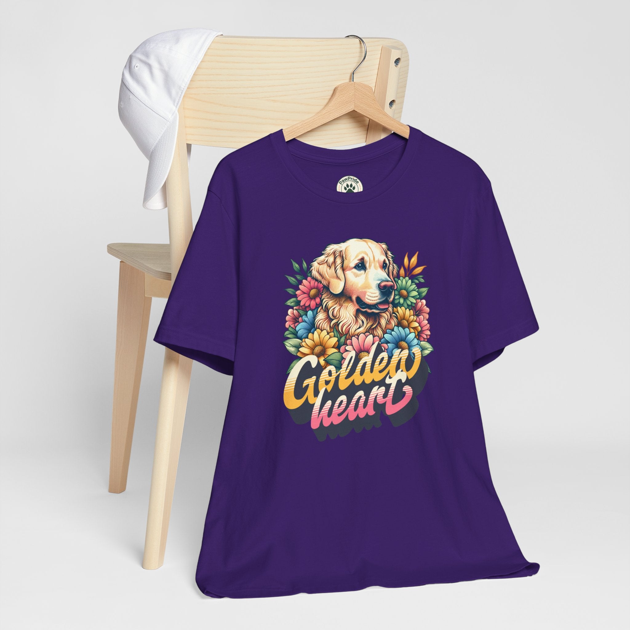 Golden Heart T-Shirt — Retro Floral Golden Retriever Tee