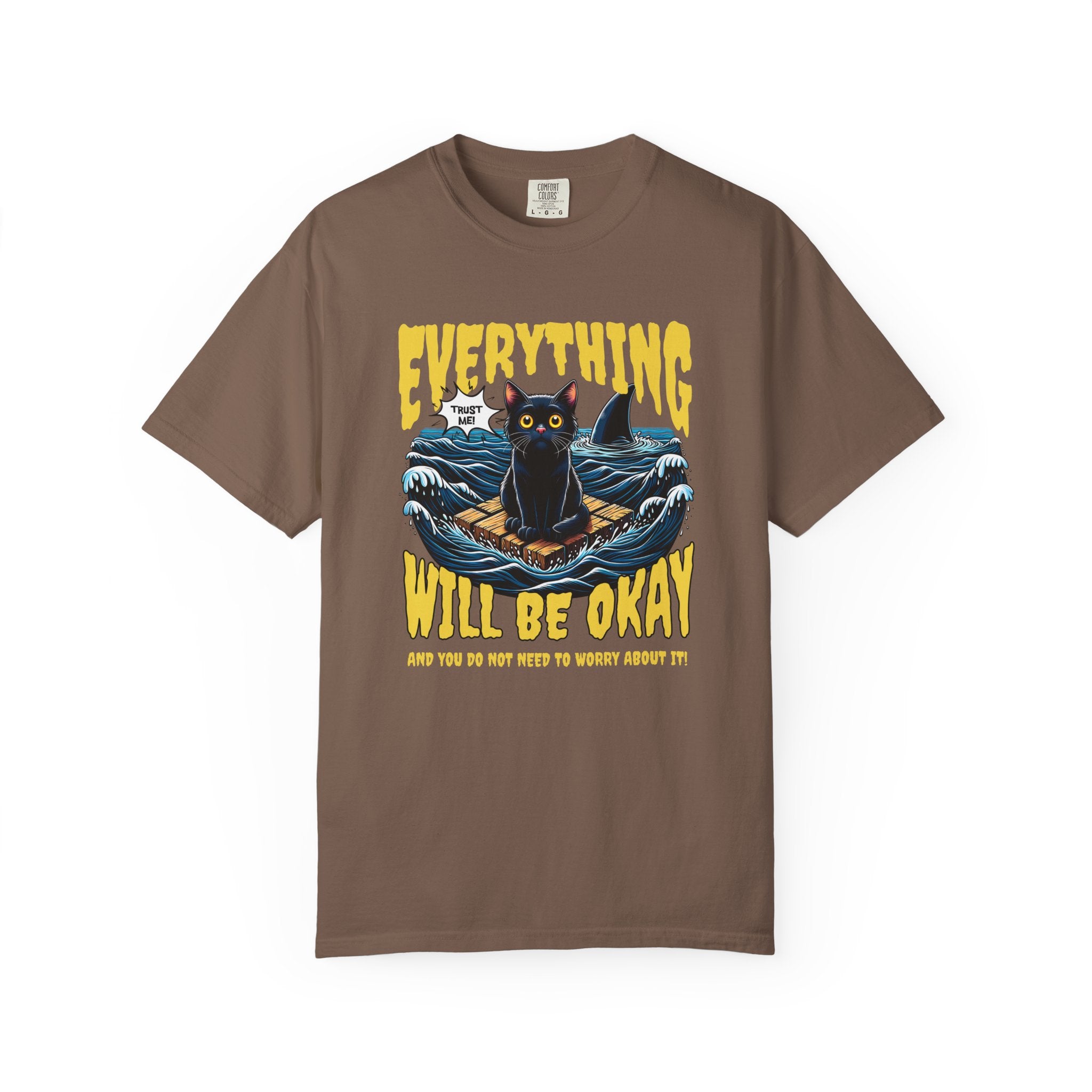 Everything Will Be Okay Cat Tee — Vintage Graphic Comfort Shirt