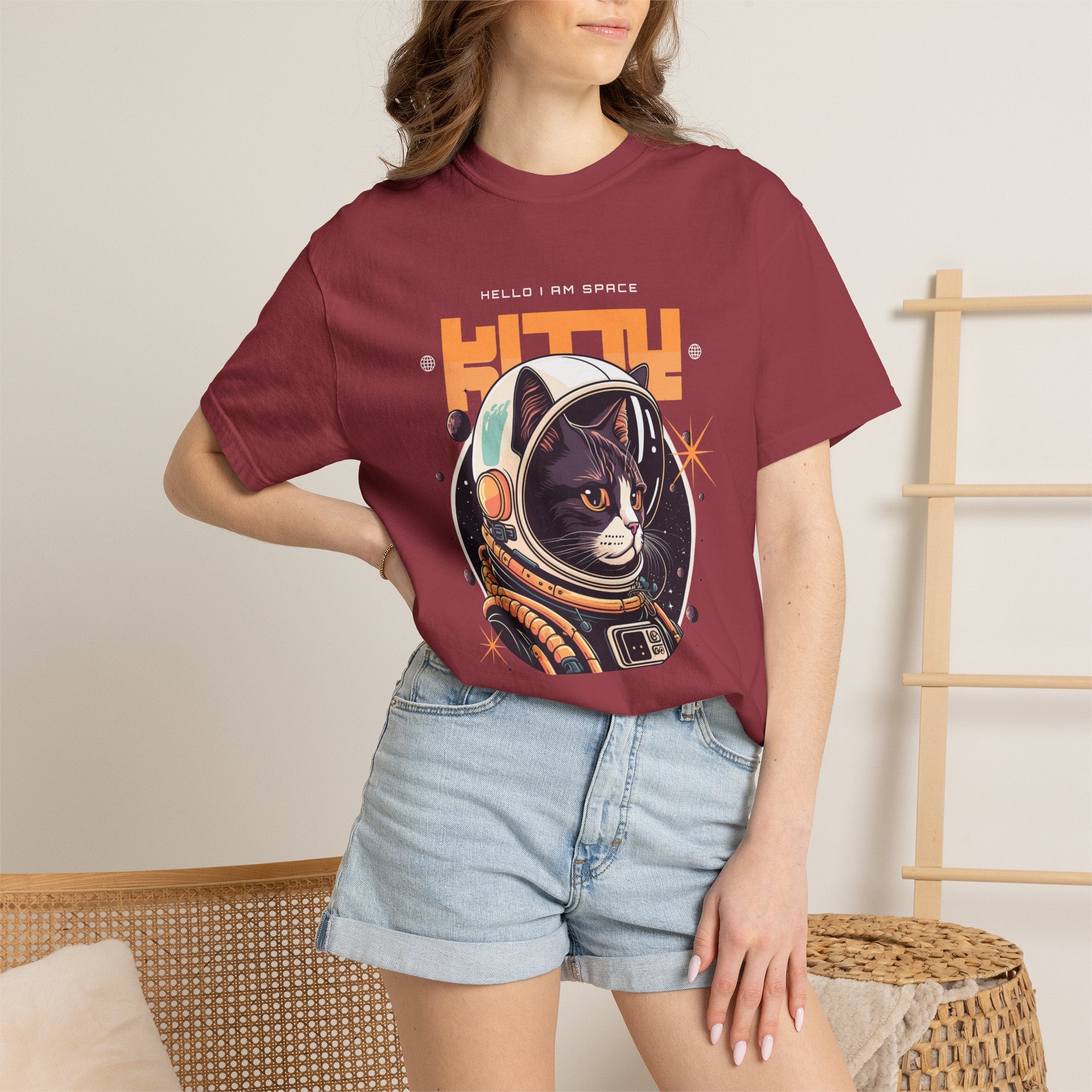 Astronaut Cat T-Shirt — "Hello I Am Space" Retro Spacecat Tee