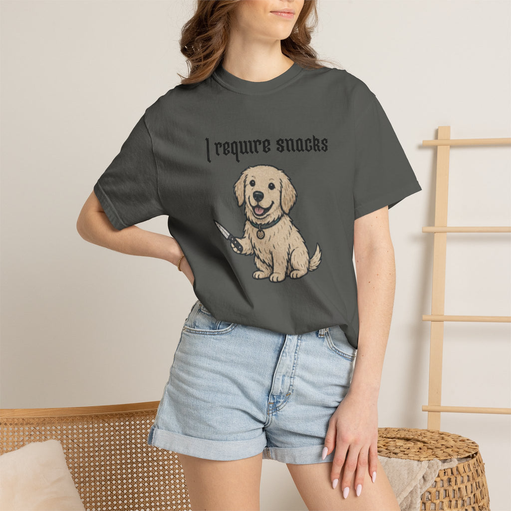 I Require Snacks T-Shirt — Cute Golden Retriever Graphic Tee