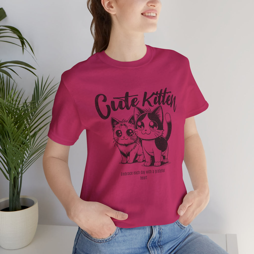 Cute Kitten T-Shirt — Vintage Black & White Cat Graphic Tee